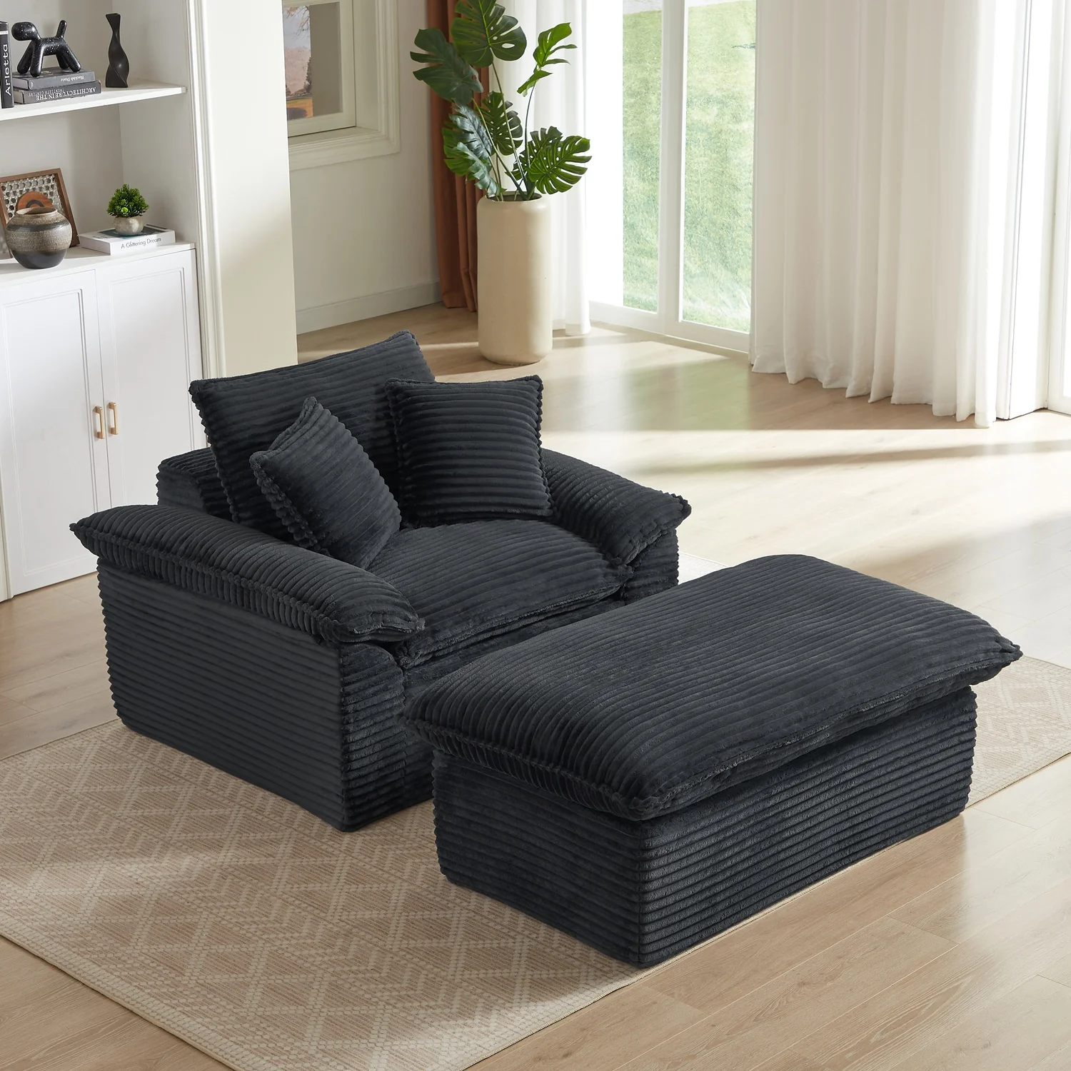 Large Single-Seat Sofa with Ottoman – Modular Design, Removable & Washable Covers, 300 lbs Capacity - Image 21