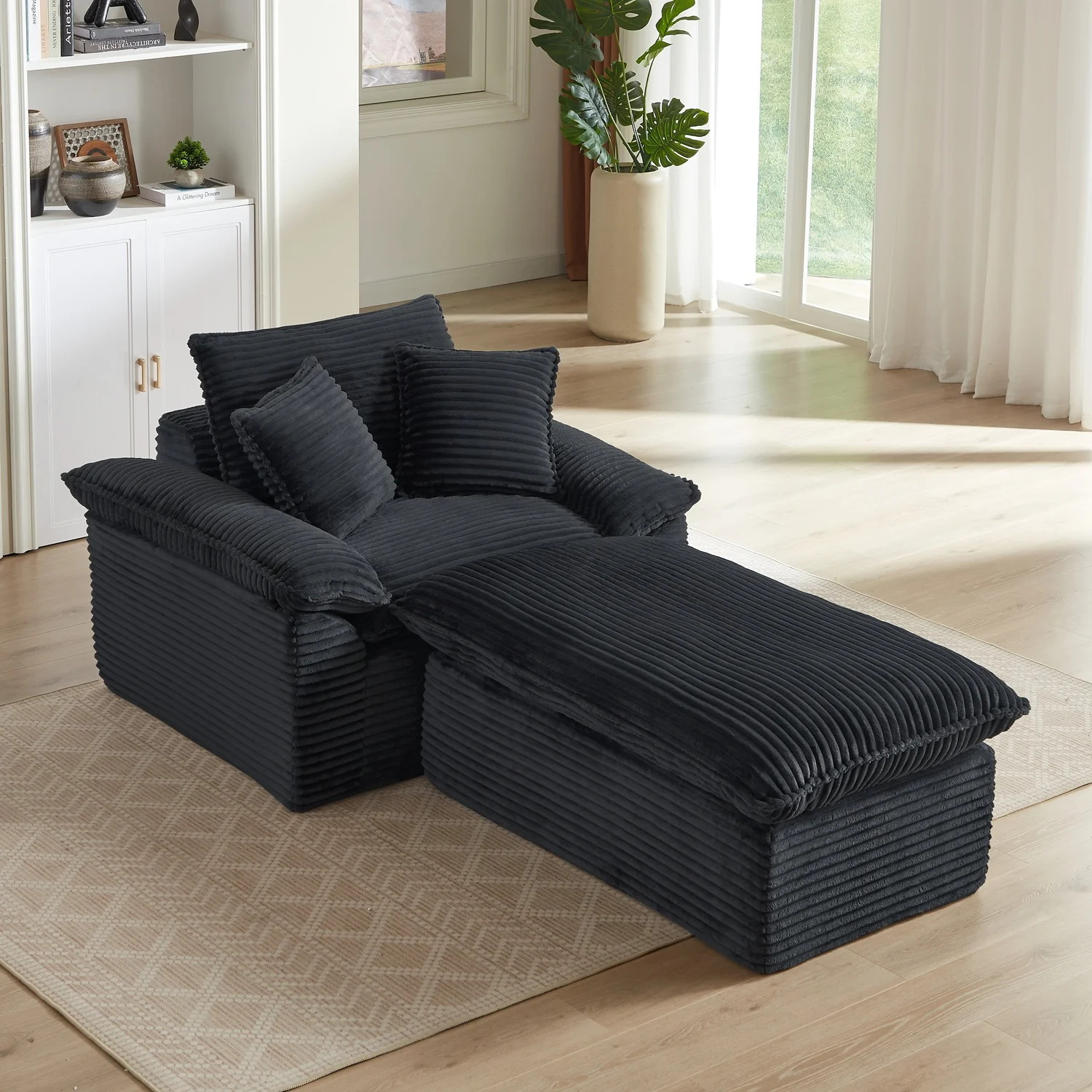 Large Single-Seat Sofa with Ottoman – Modular Design, Removable & Washable Covers, 300 lbs Capacity - Image 22