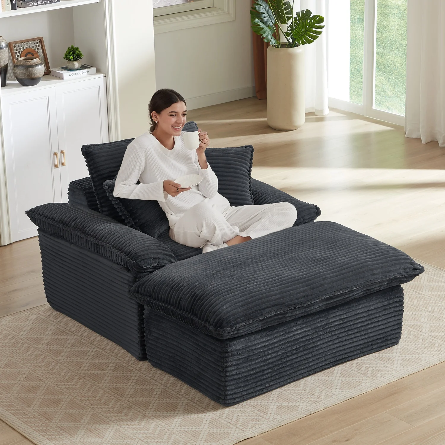 Large Single-Seat Sofa with Ottoman – Modular Design, Removable & Washable Covers, 300 lbs Capacity - Image 25