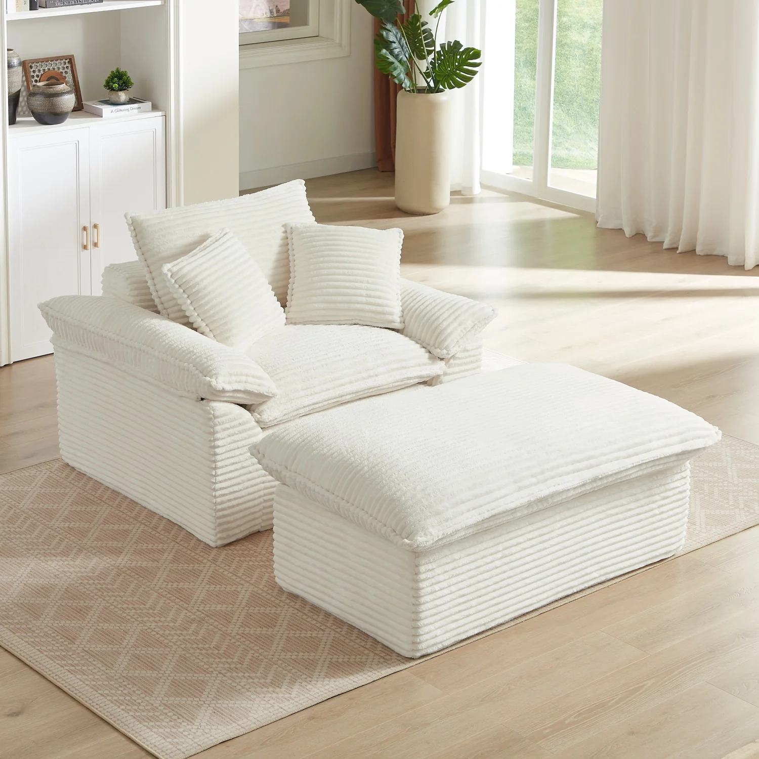 Large Single-Seat Sofa with Ottoman – Modular Design, Removable & Washable Covers, 300 lbs Capacity - Image 4