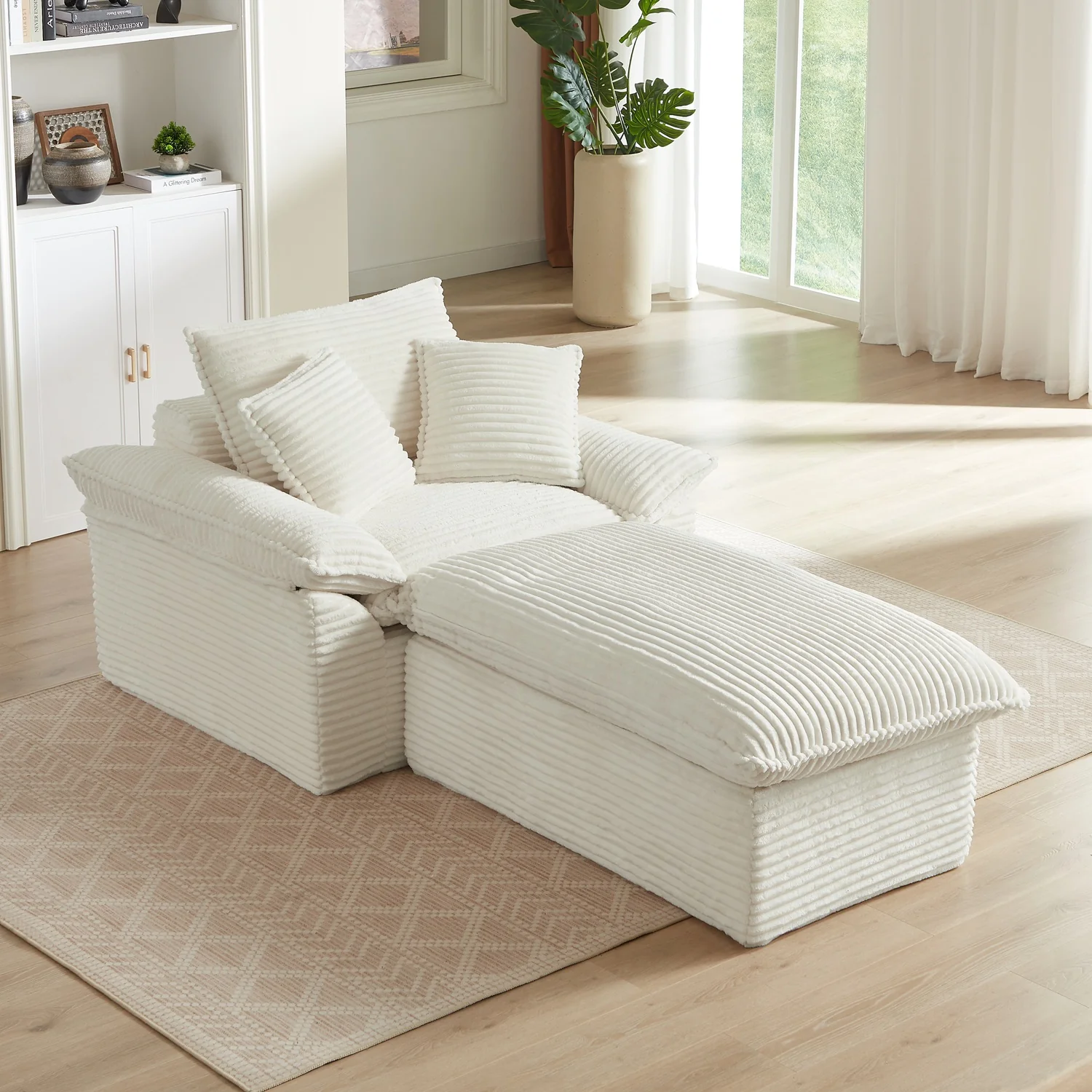 Large Single-Seat Sofa with Ottoman – Modular Design, Removable & Washable Covers, 300 lbs Capacity - Image 5
