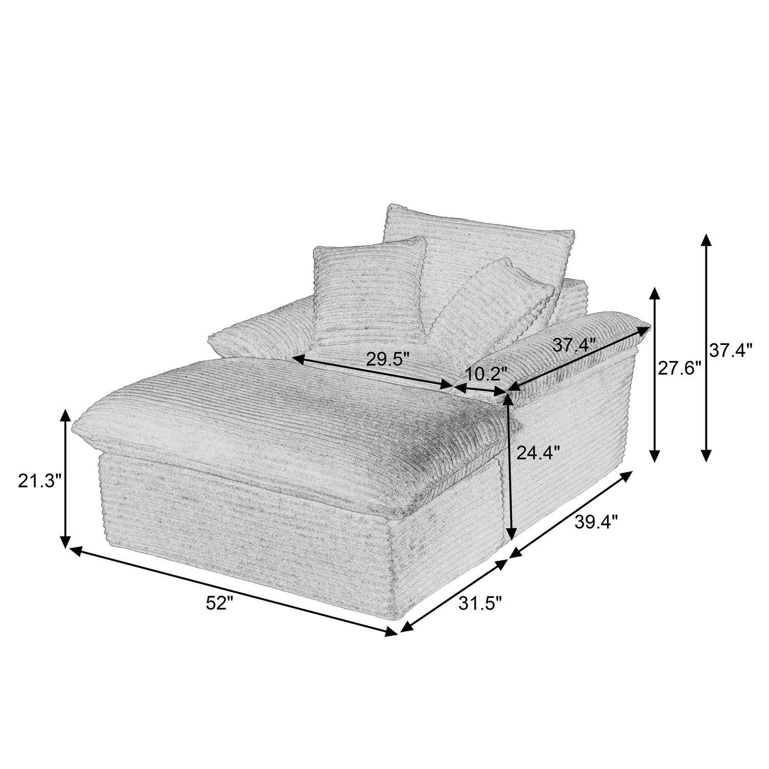 Large Single-Seat Sofa with Ottoman – Modular Design, Removable & Washable Covers, 300 lbs Capacity - Image 9