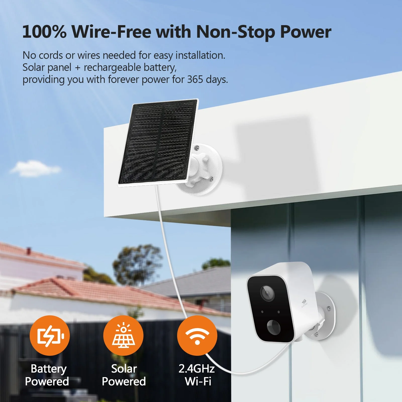 SW03 Wireless Smart Camera with Solar Panel, Includes 16G SD card,3pack - Image 6