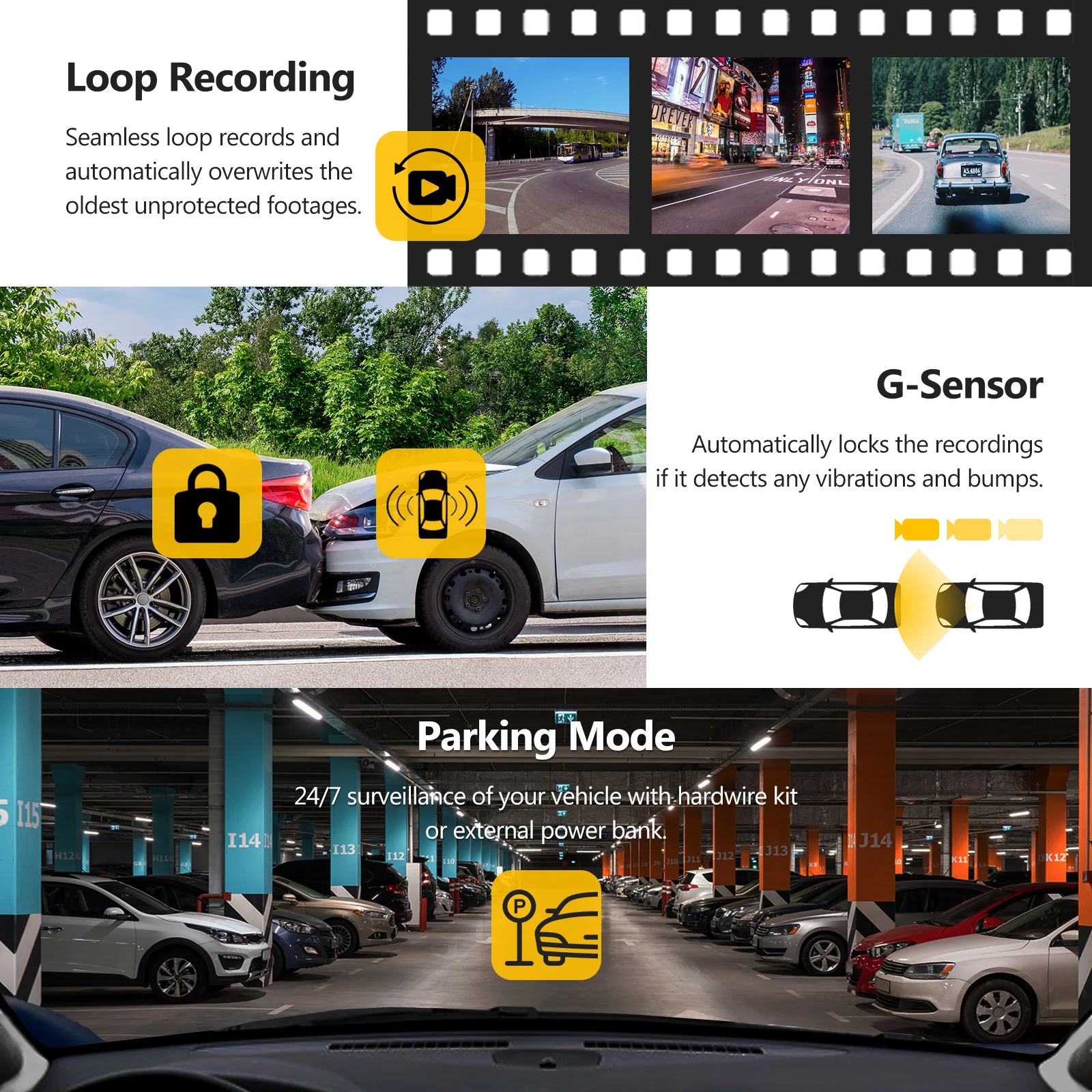 Refurbished: 4.0" Touch Screen Dash Cam Front and Rear, 4K Dual Dash cam, 2K+1080P Front and Rear, Touch Screen WiFi Car Camera, WDR, Night Vision, G-Sensor, Loop Recording, 24 Hours Parking Mode, Support 512GB Max - Image 4