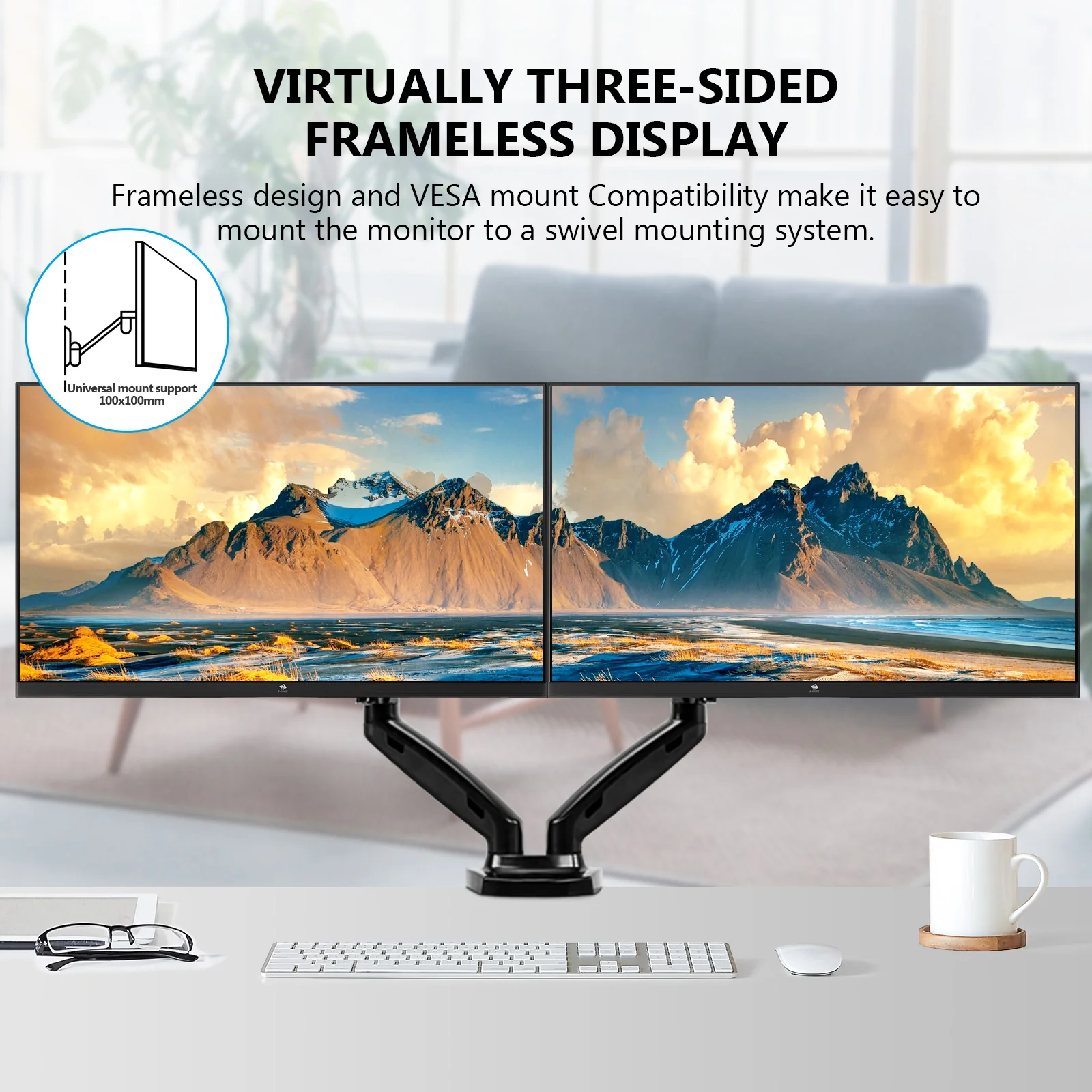 Z-EDGE 24 inch Monitor, Z-Edge Computer Monitor, Full HD 1920 x 1080p IPS Display 100Hz PC Monitor with HDMI, VGA, Frameless, U24I Anti-Glare Screen - Image 4