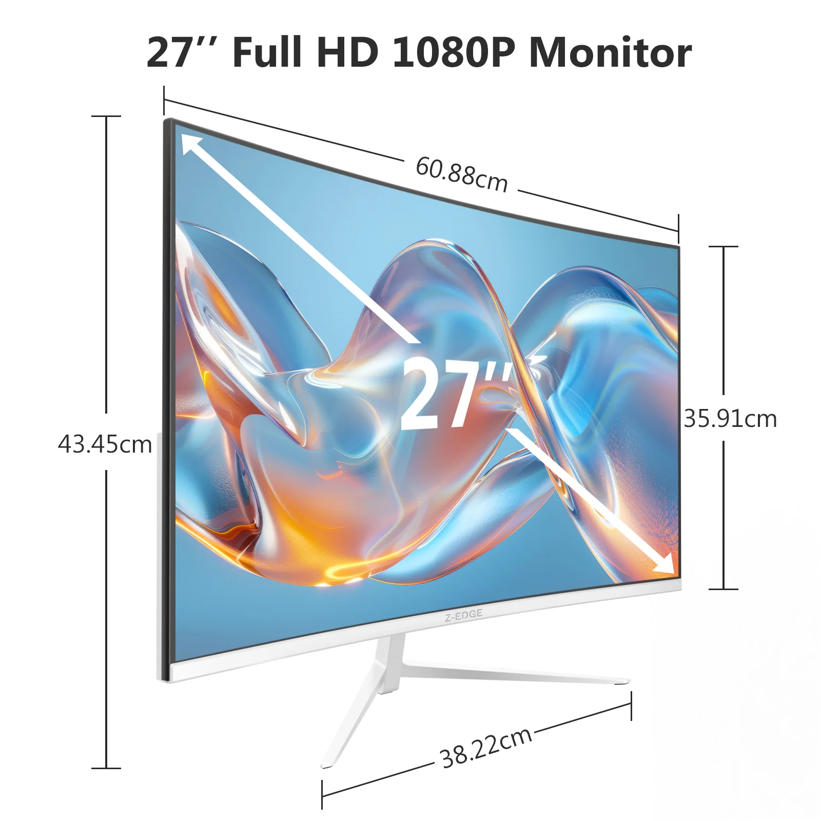 Z-EDGE 27-inch Curved Gaming Monitor, Full HD 1080P 1920x1080 LED Backlight Monitor, with 100Hz Refresh Rate and Eye-Care Technology, 178° Wide View Angle, VGA+HDMI - Image 7