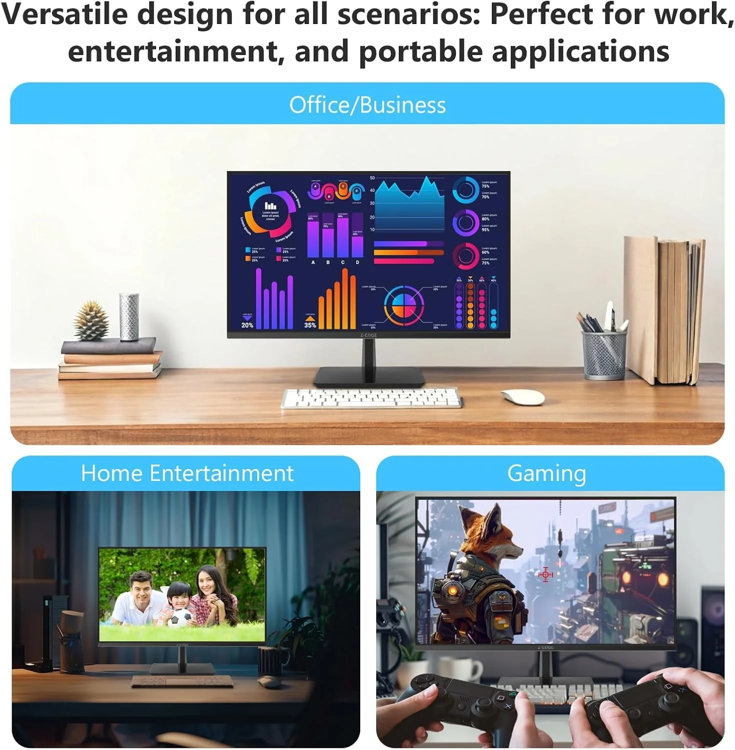 Z-EDGE 4K IPS Monitor, 28inch IPS Monitor Ultra HD 3840x2160 IPS Gaming Monitor, 300 cd/m², 144Hz Refresh Rate - Image 6