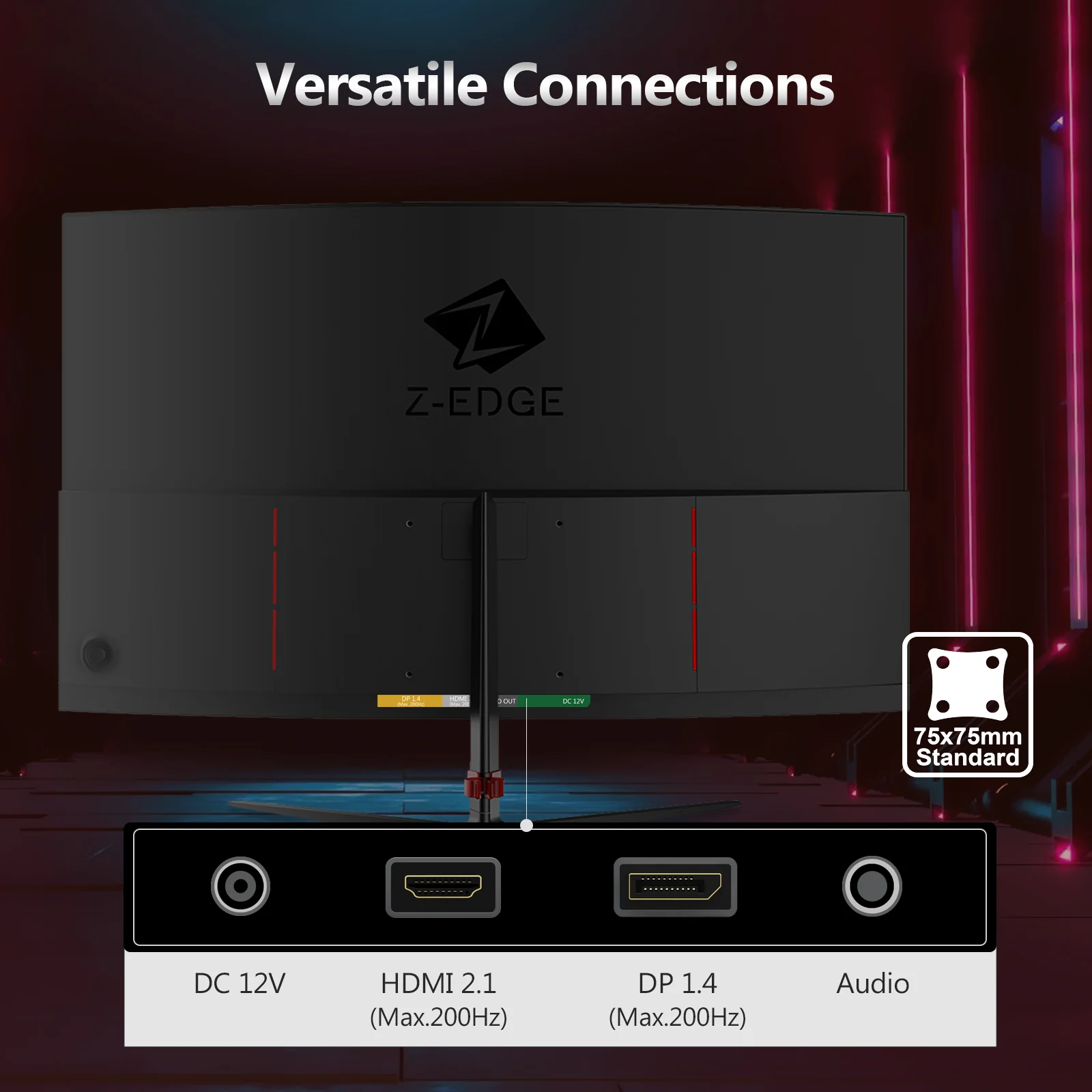 Z-EDGE 24" 1080P Full HD 200Hz 1ms Ultra Thin Frame Curved Gaming Monitor, HDMI, DP - Image 6
