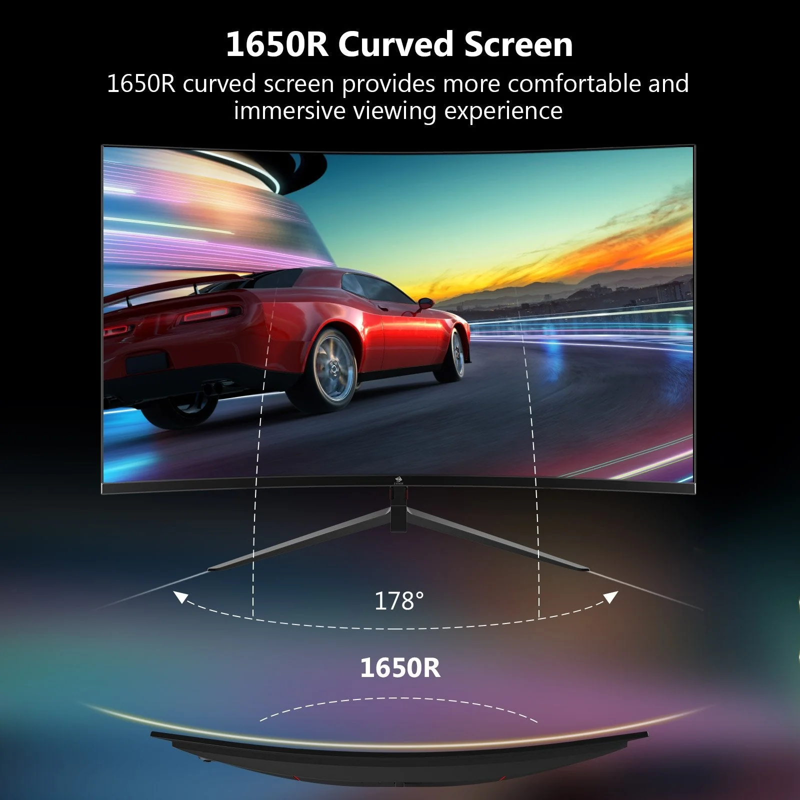 Refurbished: Z-EDGE 24 Inch Curved Gaming Monitor 180Hz 1ms Full HD 1080P HDMI & DP Port Support Universal Wall Mount - Image 3