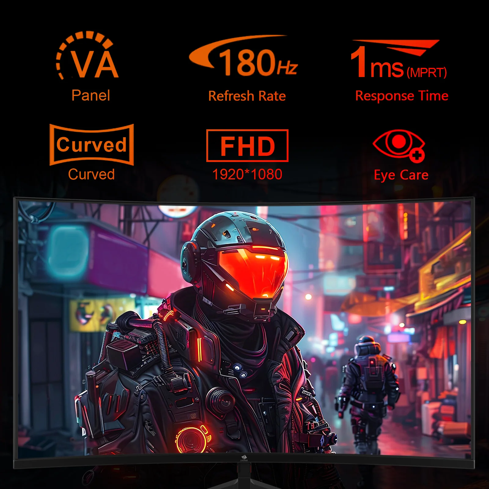 Refurbished: Z-EDGE 24 Inch Curved Gaming Monitor 180Hz 1ms Full HD 1080P HDMI & DP Port Support Universal Wall Mount - Image 8
