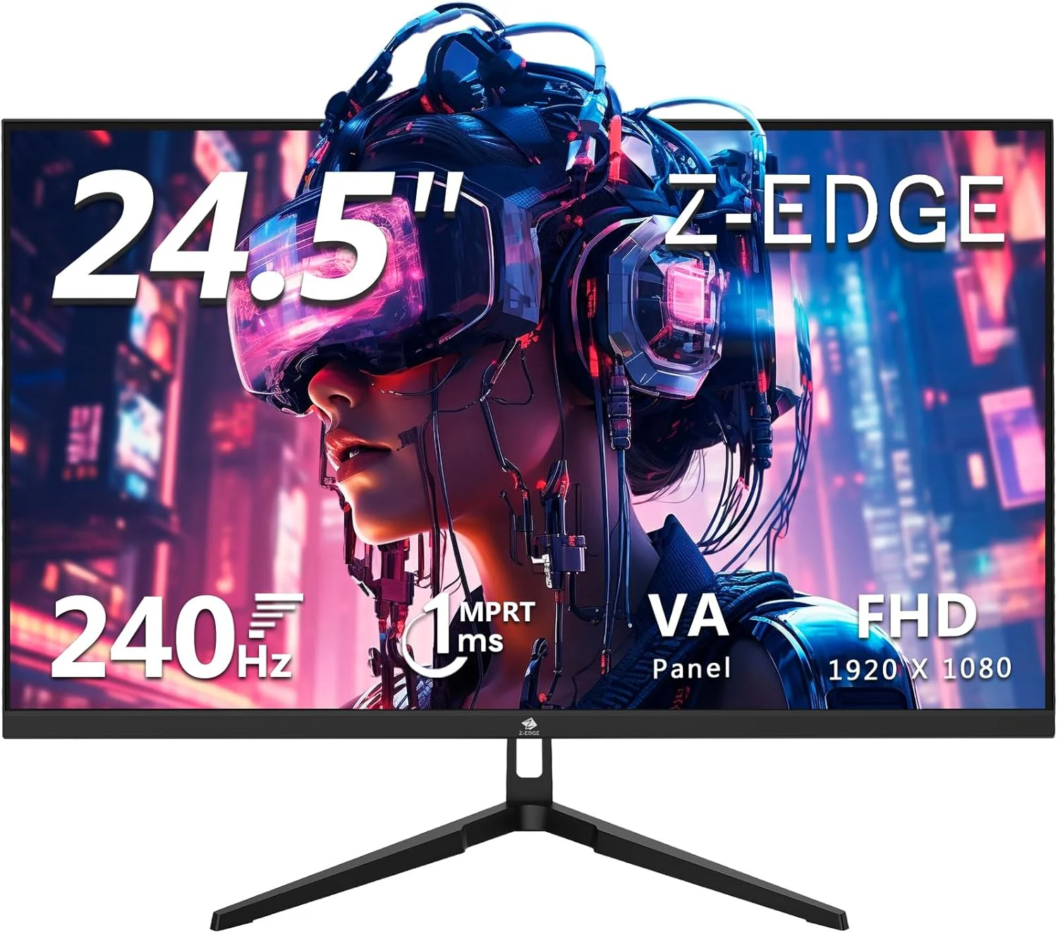Z-EDGE UG25F 24.5" Gaming Monitor 240Hz, FHD 1920x1080 Computer Monitor, 1ms Frameless LED, AMD Freesync Premium Display Port x1 HDMI x2, HDR, Contrast Ratio 5000:1