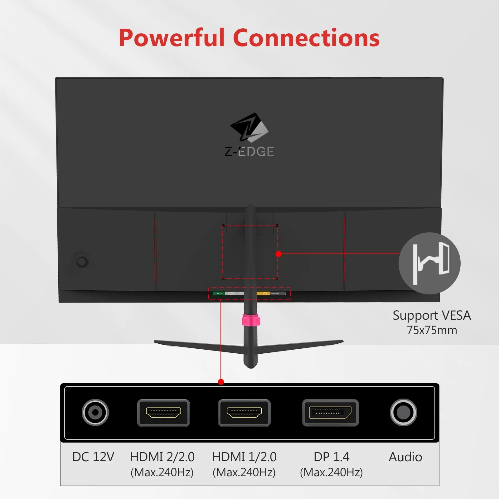 Refurbished: Z-EDGE 25 Inch 240Hz Gaming Monitor 1ms Full HD LED Monitor, DP HDMI Port - Image 6