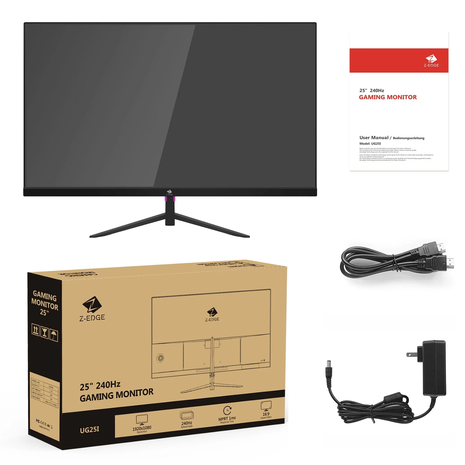 Refurbished: Z-EDGE 25 Inch 240Hz Gaming Monitor 1ms Full HD LED Monitor, DP HDMI Port - Image 8