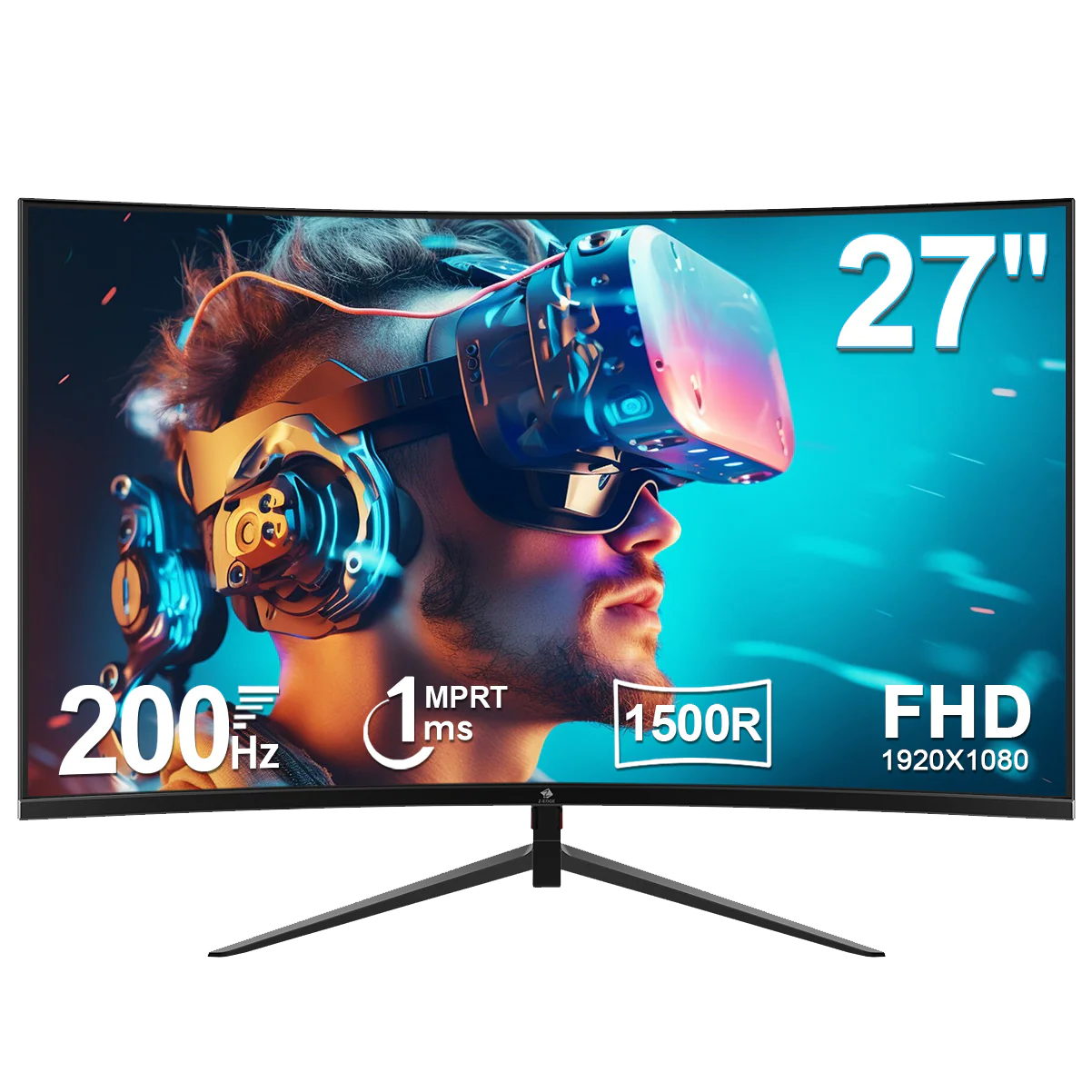 Refurbished: Z-EDGE 27” 200Hz Curved Gaming Monitor 1ms Full HD 1080P HDMI & DP Port Support Universal Mount