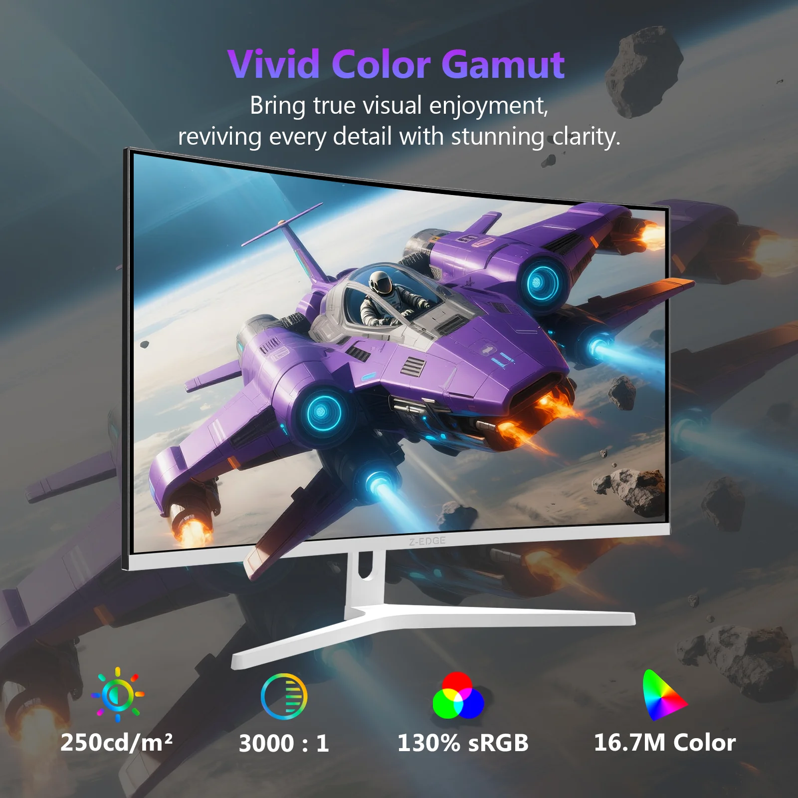 Z-EDGE 27-inch 300Hz Curved Gaming Monitor, White Monitor - Image 6