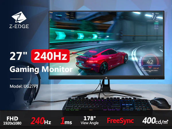 Z-EDGE 27" 1080P Full HD 240Hz 1ms(MPRT) IPS Gaming Monitor, 400cd/m², HDR10, 2x HDMI 2.0, 2x DisplayPort 1.4, Eye Care with Ultra Low Blue Light Technology, Universal Mountable - Image 2