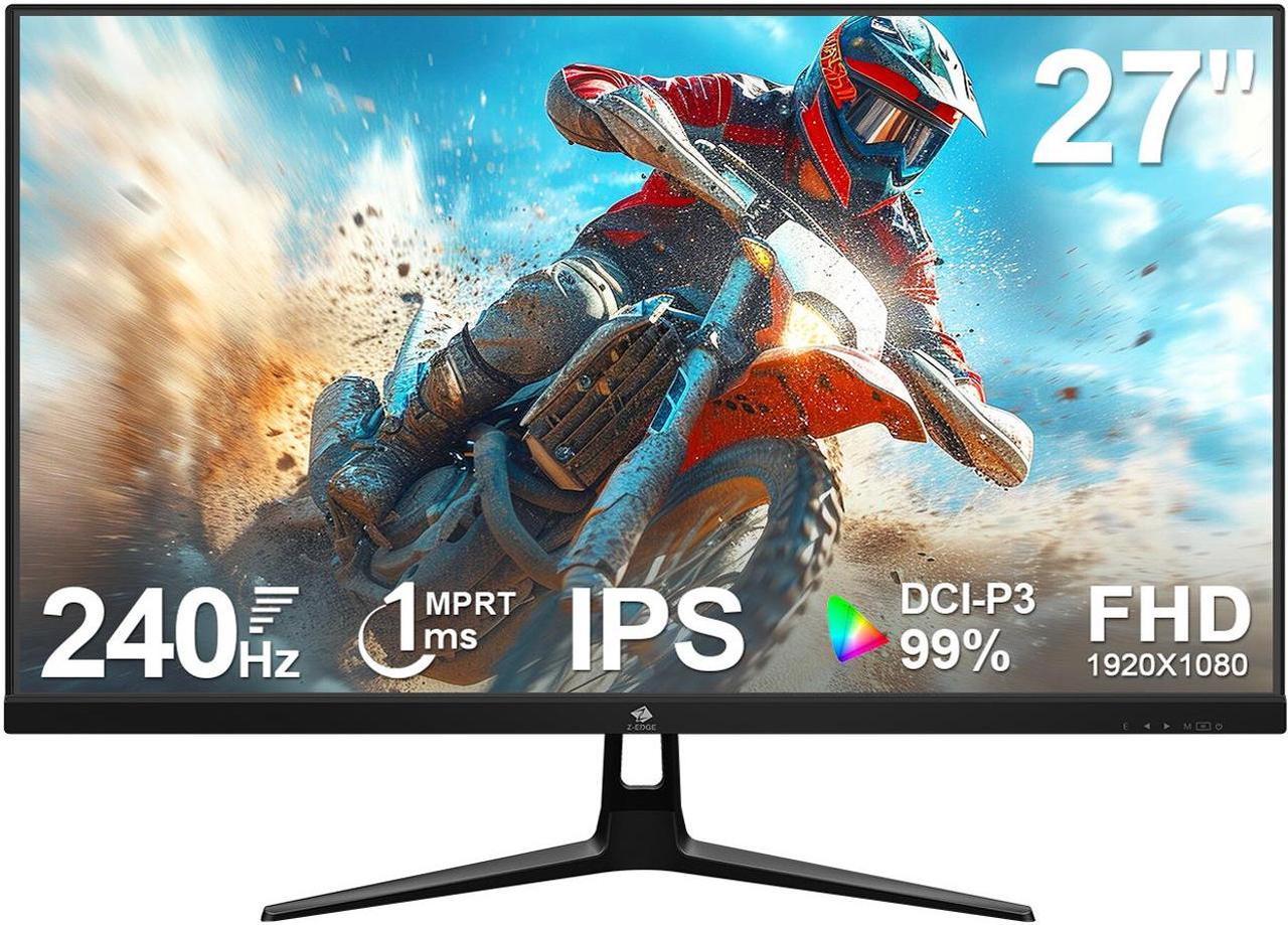 Z-EDGE 27 inch 1920 x 1080 Full HD 240Hz 1ms 16.7 Million Colors Flat Panel IPS Gaming Monitor, HDR10, Low Blue Light, Support Universal Mount