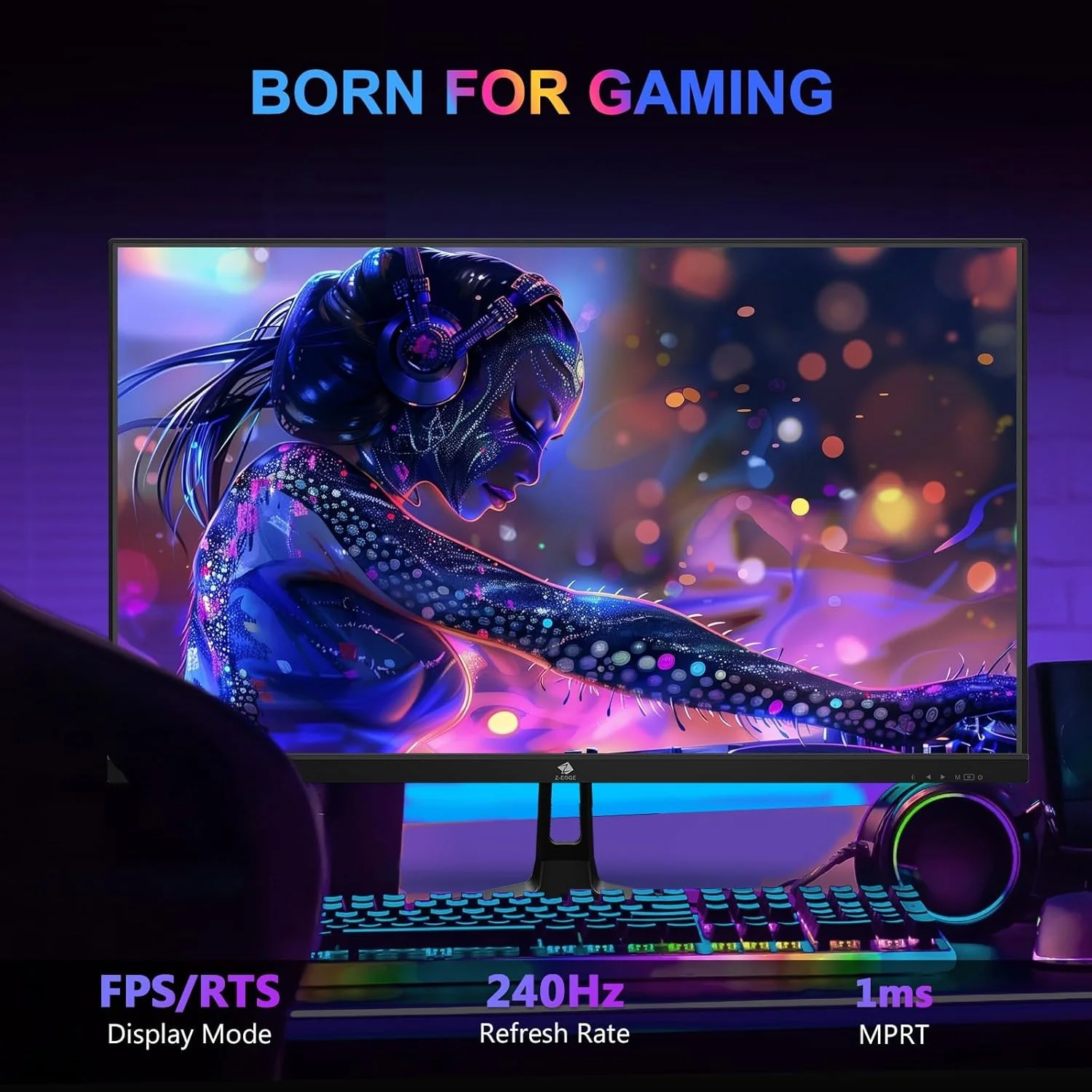 Z-EDGE 27-inch Gaming Monitor 1920x1080 IPS 240Hz Gaming Monitor 1ms Frameless LED, UG27PJ DP HDMI - Image 2
