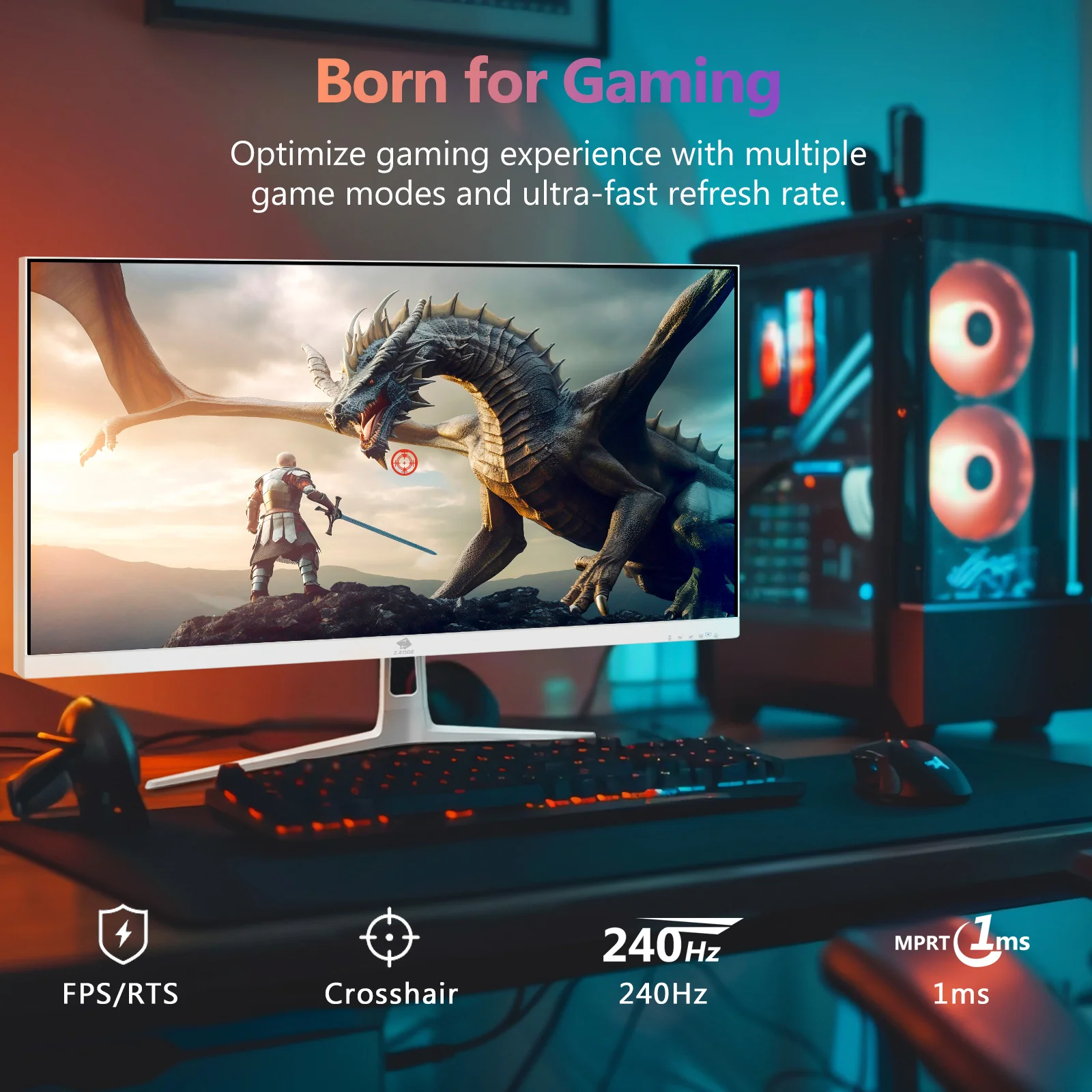 Z-EDGE UG27PJ 27" 240Hz White Gaming Monitor - Image 3