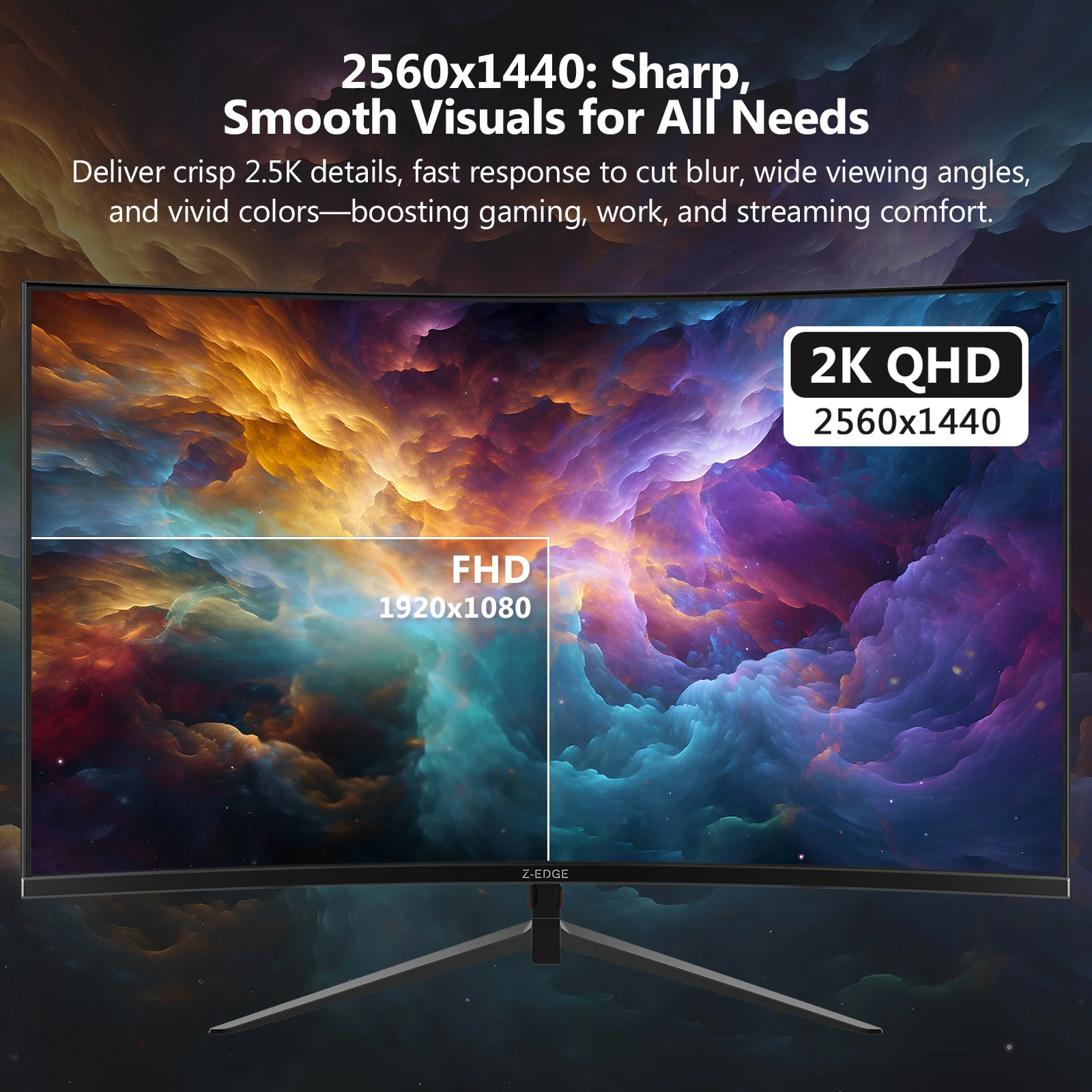 Z-EDGE UG27Q 27'' 165Hz QHD Curved Gaming Monitor - Image 3