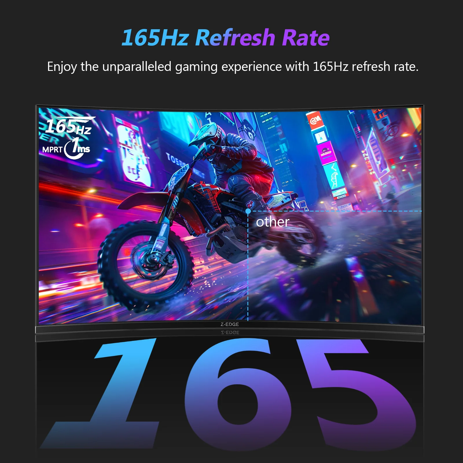 Z-EDGE 27-inch Curved Gaming Monitor 16:9 2560x1440 165/144Hz 1ms Frameless LED Gaming Monitor, UG27Q DP HDMI - Image 5