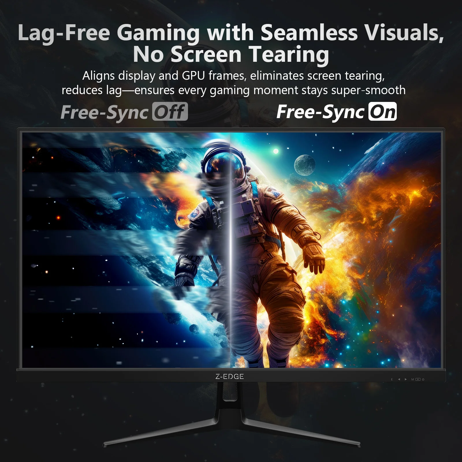 27 inch Gaming Monitor 144Hz 1ms, QHD 2560 x 1440 2K, Z-Edge UG27QF IPS Black Computer Monitor, HDR, Eye Care, HDMI x 2, DP x 2 - Image 3