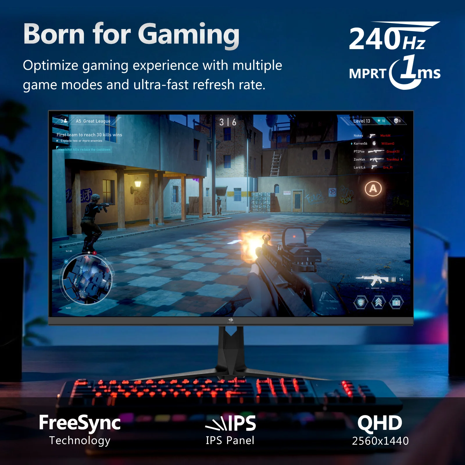 Z-EDGE UG27QS 27" 240Hz QHD IPS Gaming Monitor - Image 2