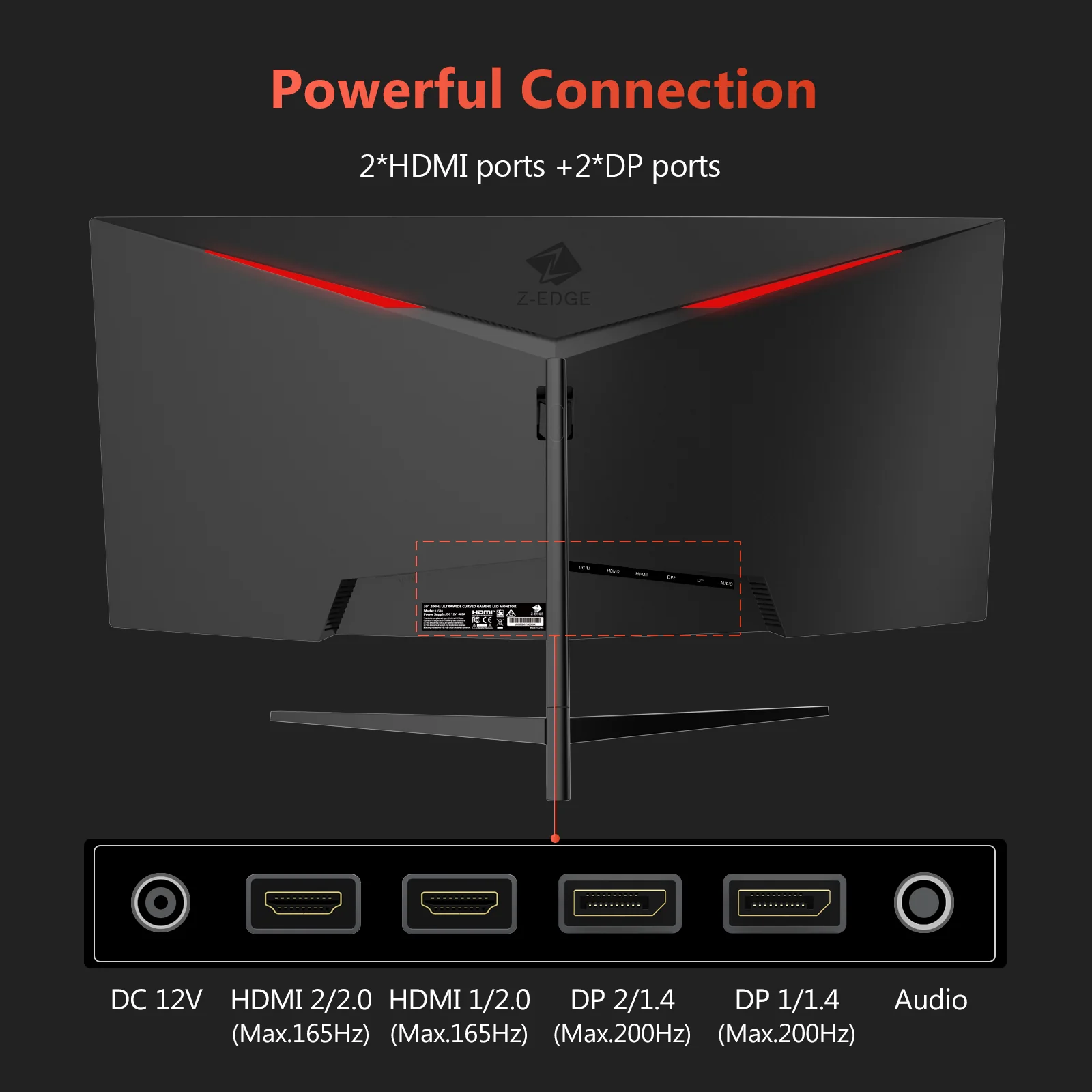 Z-EDGE 30" Ultrawide Curved Gaming Monitor 200Hz 1ms WFHD 21:9, Frameless LED Monitor, HDMI & DP, Universal Mount Compatible - Image 7