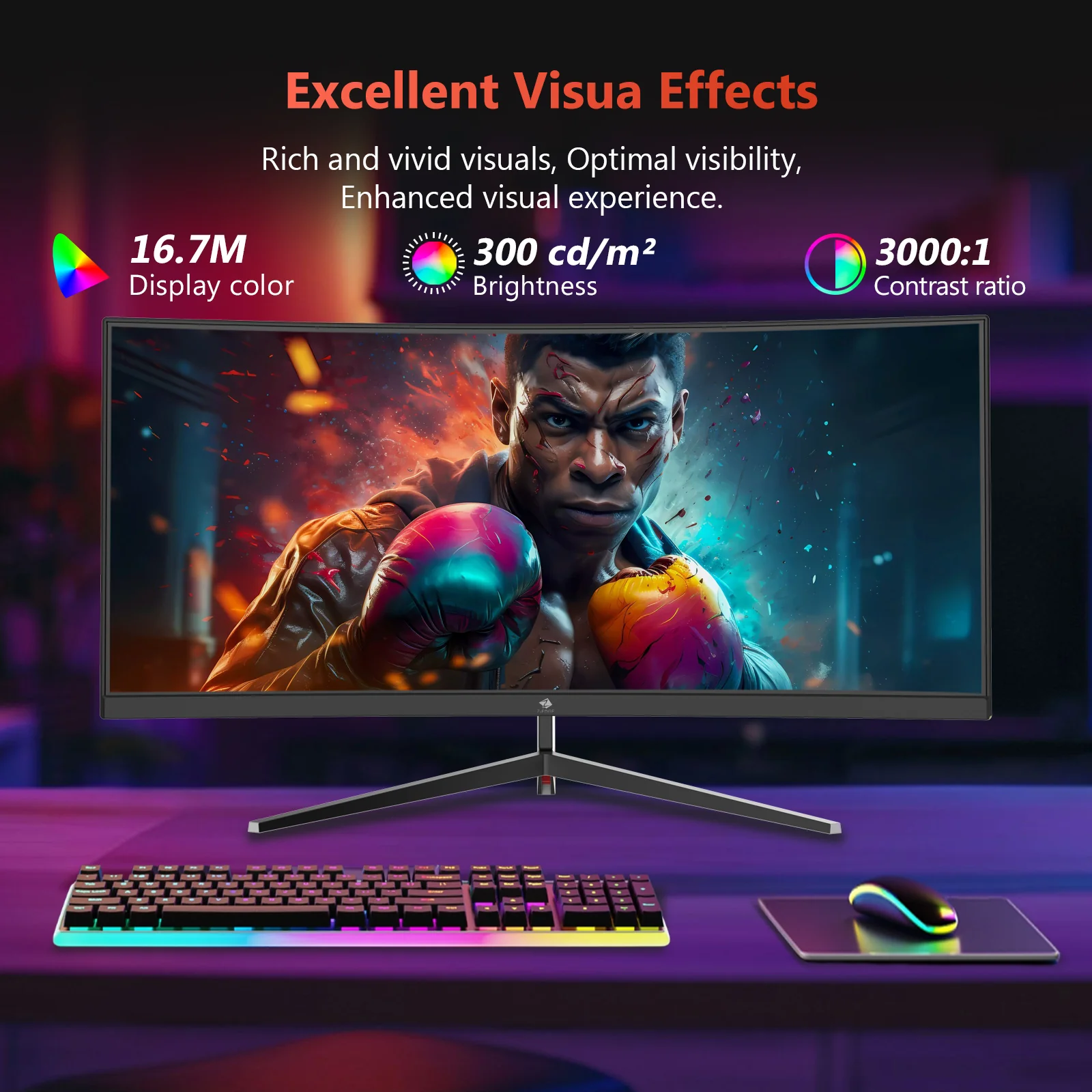 Z-EDGE 30 inch 144Hz/200Hz Curved Gaming Monitor, 1080P Computer Monitor, UG30 21:9 Ultra Wide, 1500R/1ms MPRT, Frameless/Slim PC Monitor with HDMI/DP - Image 6