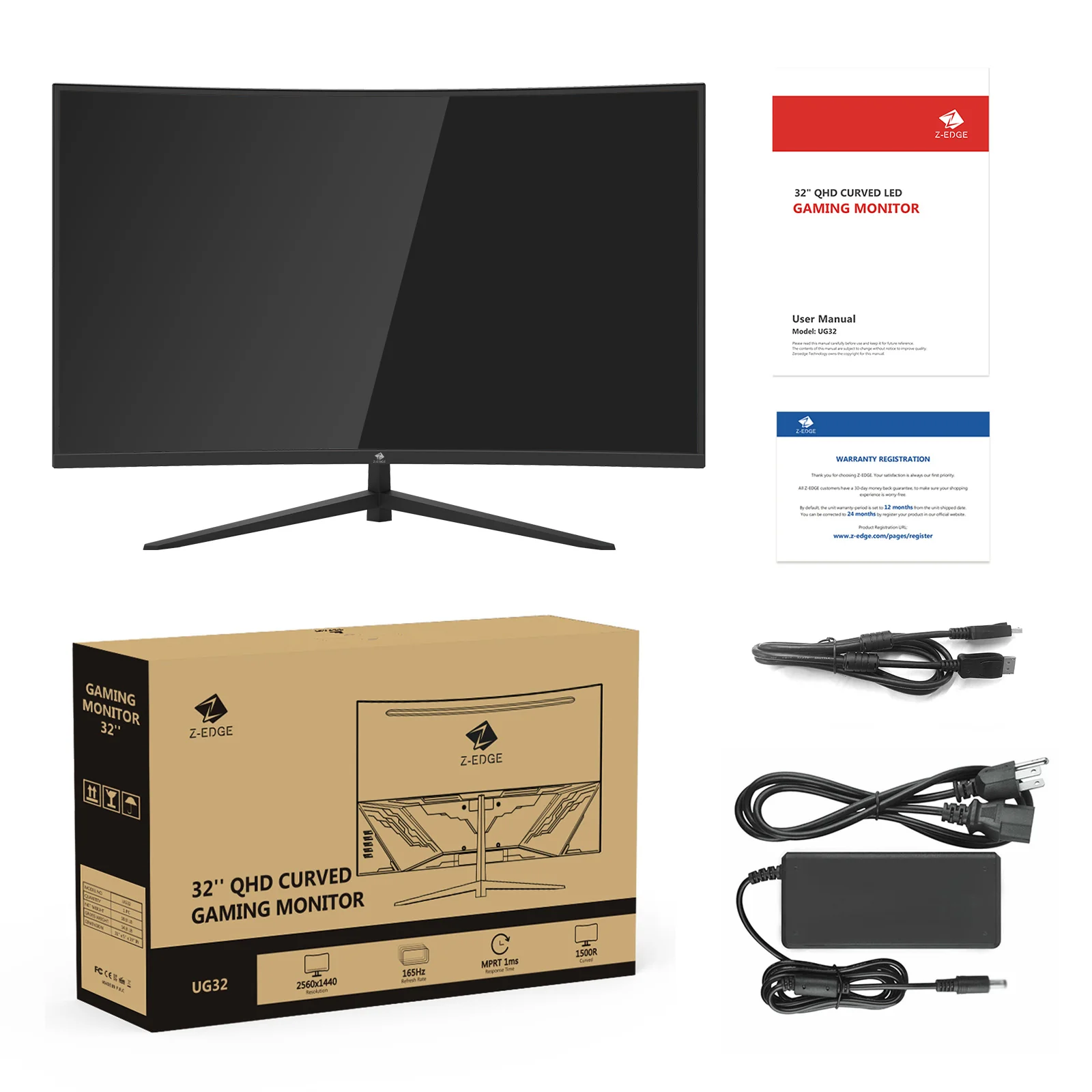 Z-EDGE 32 inch Curved Gaming Monitor, 16:9 QHD 2K 2560x1440 170/144Hz 1ms Frameless LED Gaming Monitor, DP HDMI - Image 9