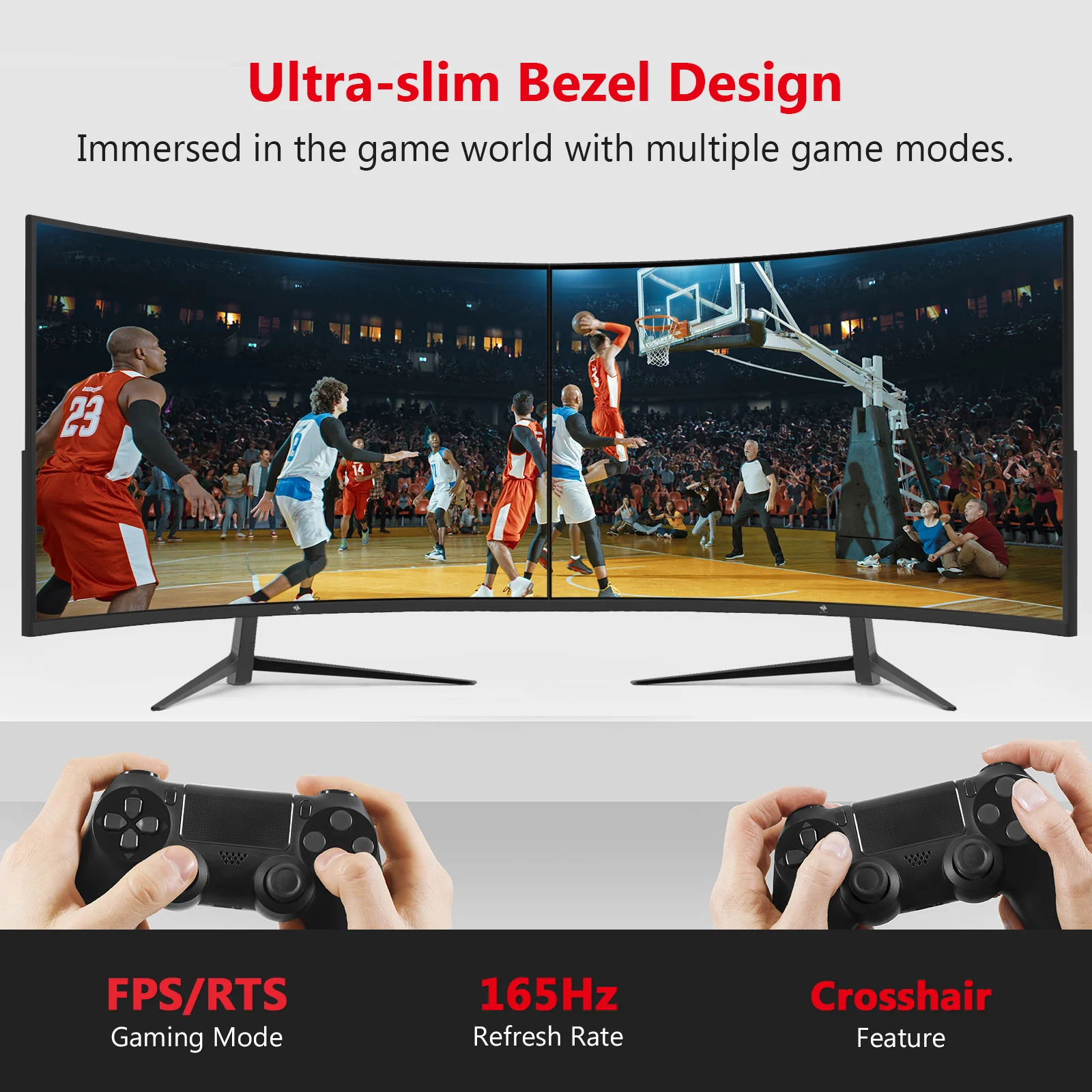 Z-EDGE 32 inch Curved Gaming Monitor, 16:9 QHD 2K 2560x1440 170/144Hz 1ms Frameless LED Gaming Monitor, DP HDMI - Image 5