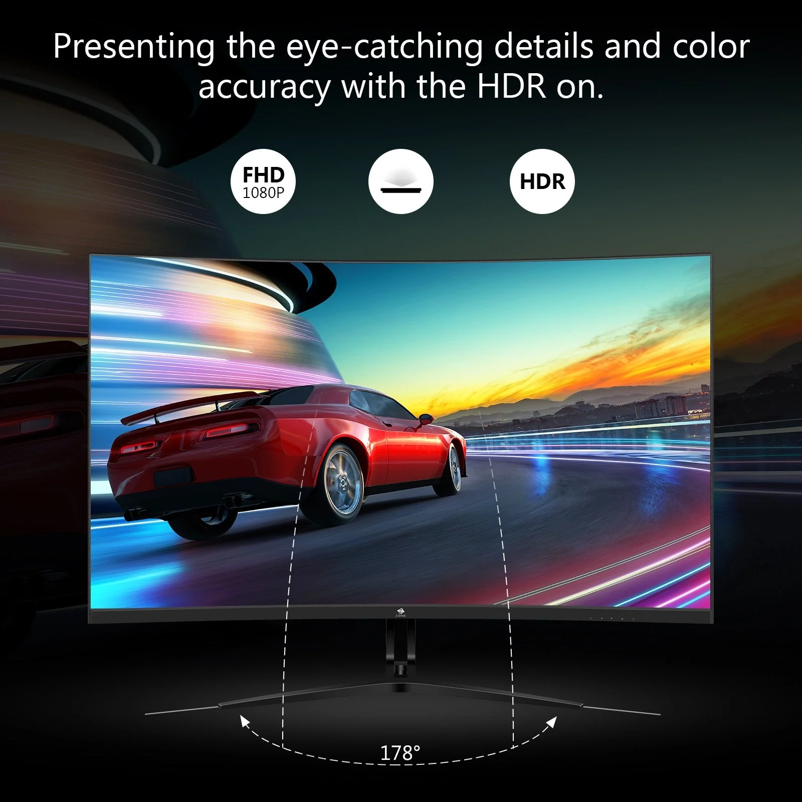 Z-EDGE 32 inch 1080P Full HD 1920 x 1080 240 Hz 1 ms Curved Gaming Monitor,  HDMI + DP, Support Universal Mount - Image 4
