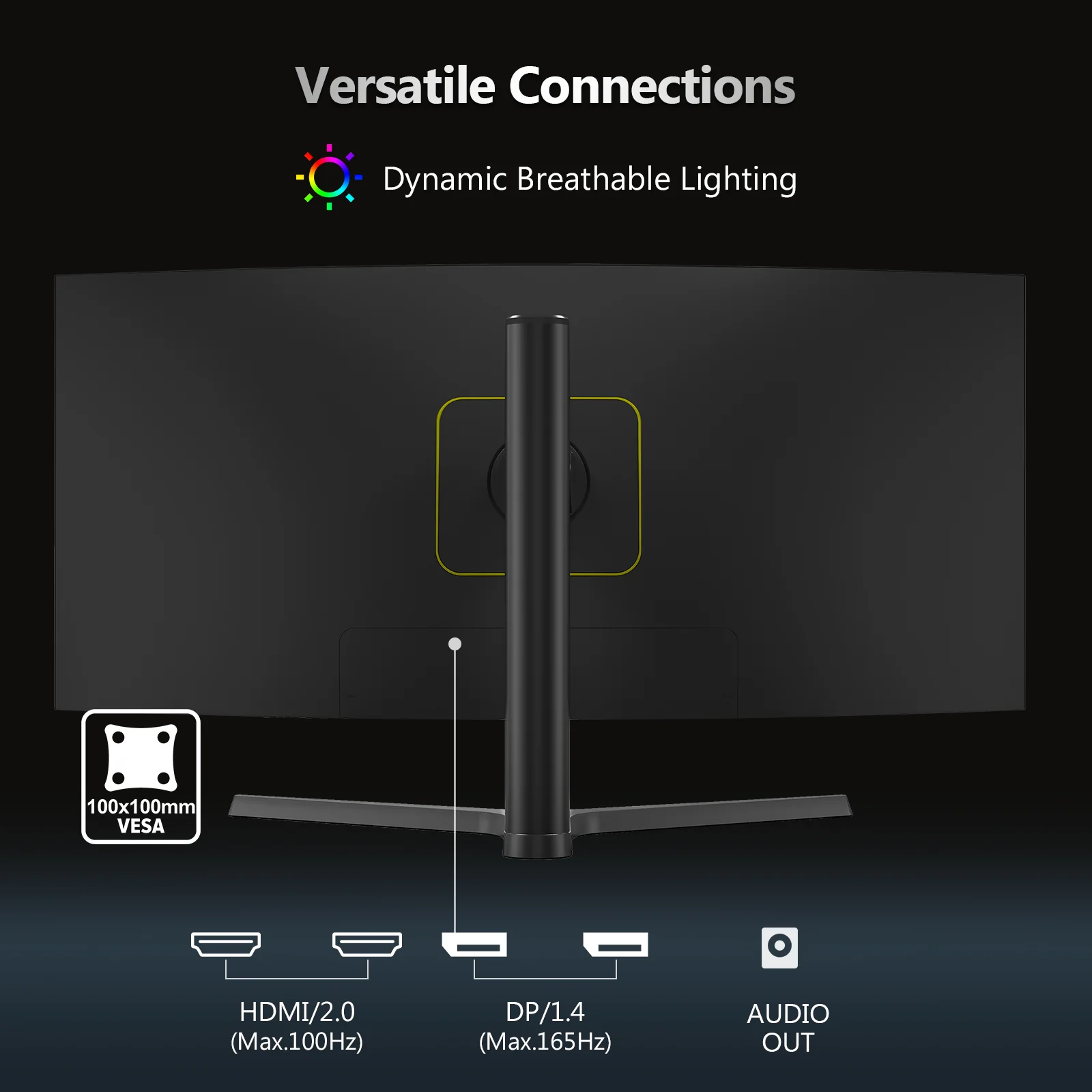 Z-EDGE UG34 34"  165Hz QHD Ultrawide Curved Gaming Monitor Adjustable Stand - Image 12