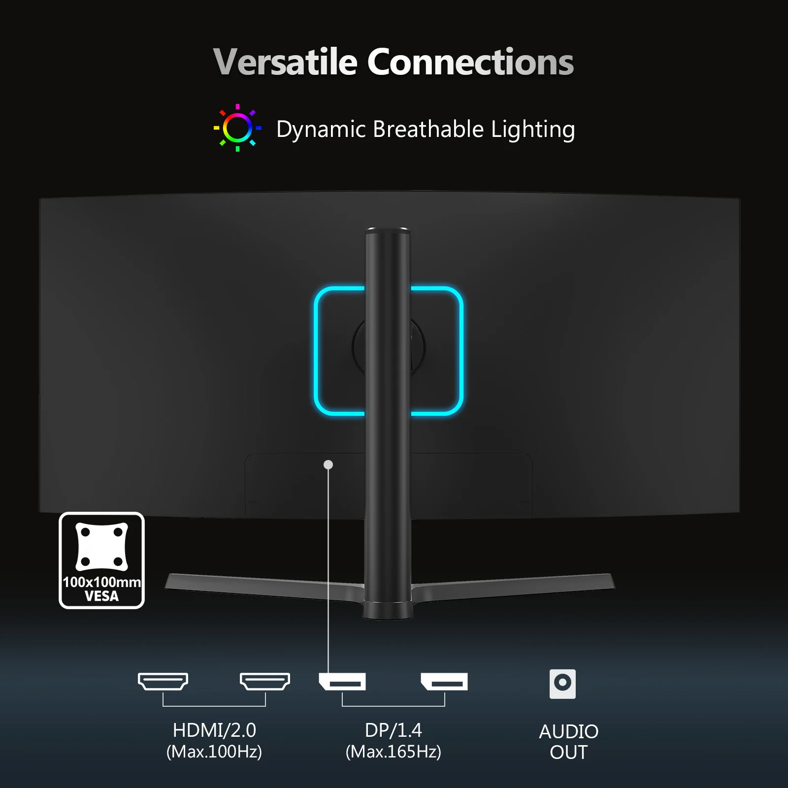 Z-EDGE UG34 34"  165Hz QHD Ultrawide Curved Gaming Monitor Adjustable Stand - Image 5