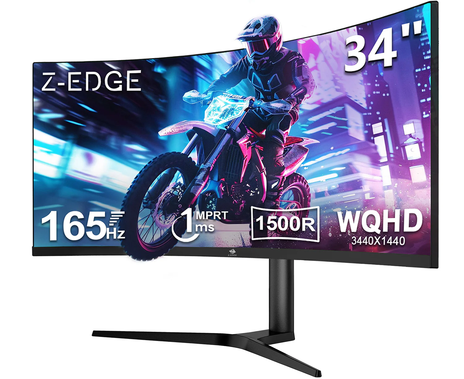 Z-EDGE UG34 34"  165Hz QHD Ultrawide Curved Gaming Monitor Adjustable Stand - Image 8