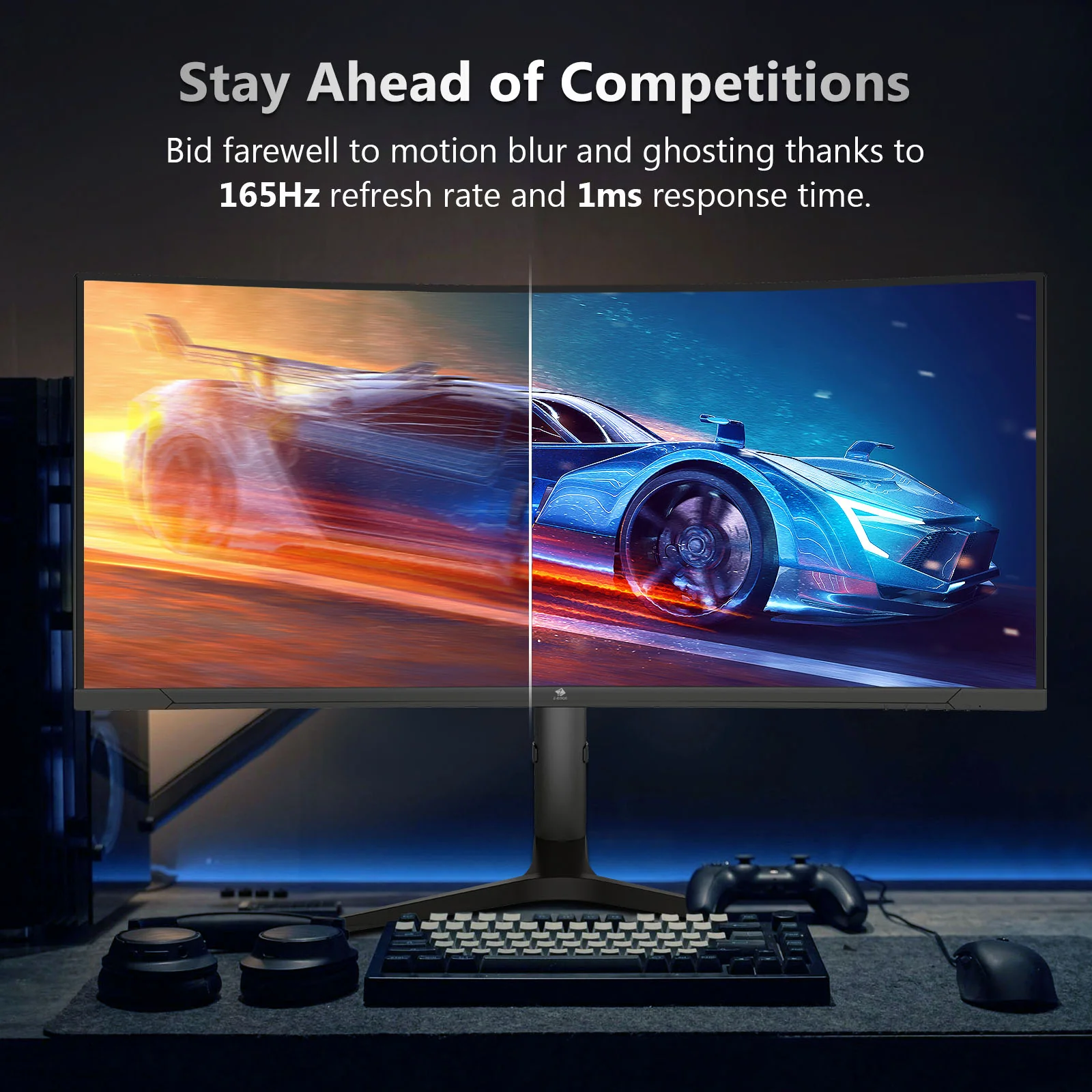 Z-Edge 34" Ultrawide 2K Curved Gaming Monitor with 165Hz Refresh Rate, 21:9 Aspect Ratio, 1ms MPRT, 3440x1440 Resolution, 1500R Curvature, VA Panel, 178 Viewing Angles, - Image 6
