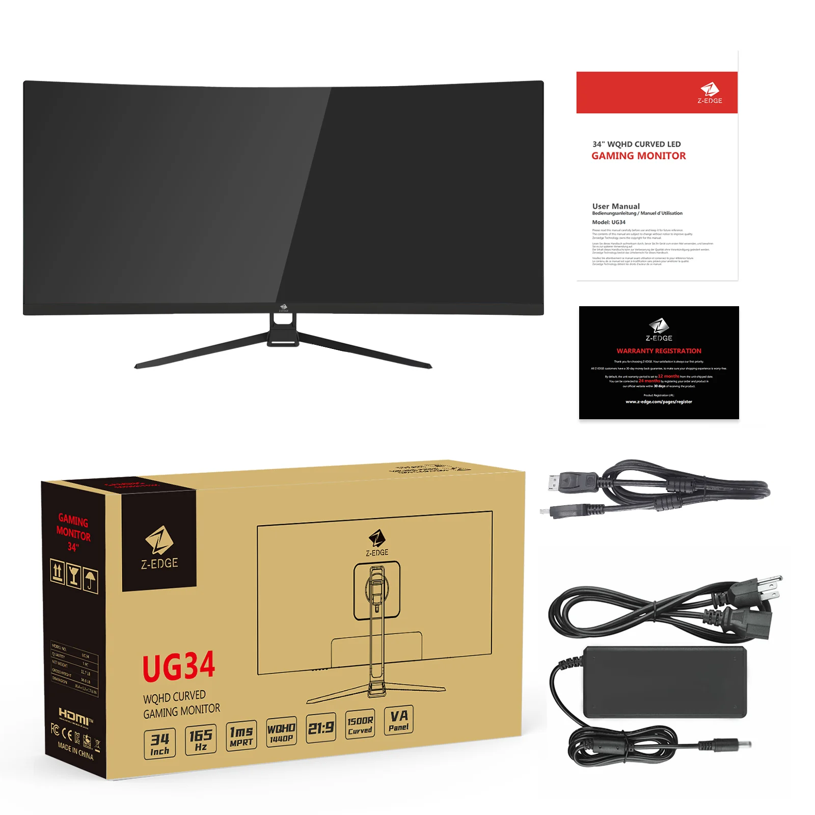 Refurbished: 34" Ultrawide 165Hz Curved Gaming Monitor 3440x1440 Resolution - Image 7