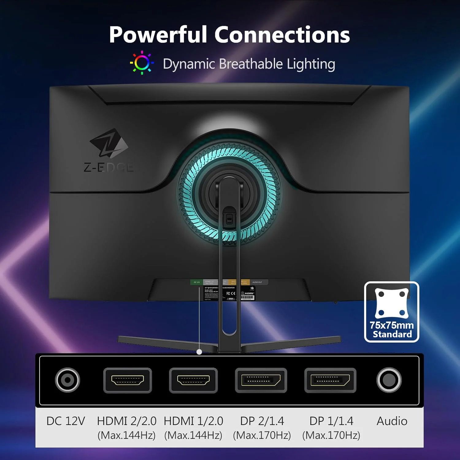 Z-Edge 27 Inch Curved Gaming Monitor 300Hz, 1ms 16:9 FHD 1080P Frameless, Eye Care, 2 DP, 2HDMI - Image 7