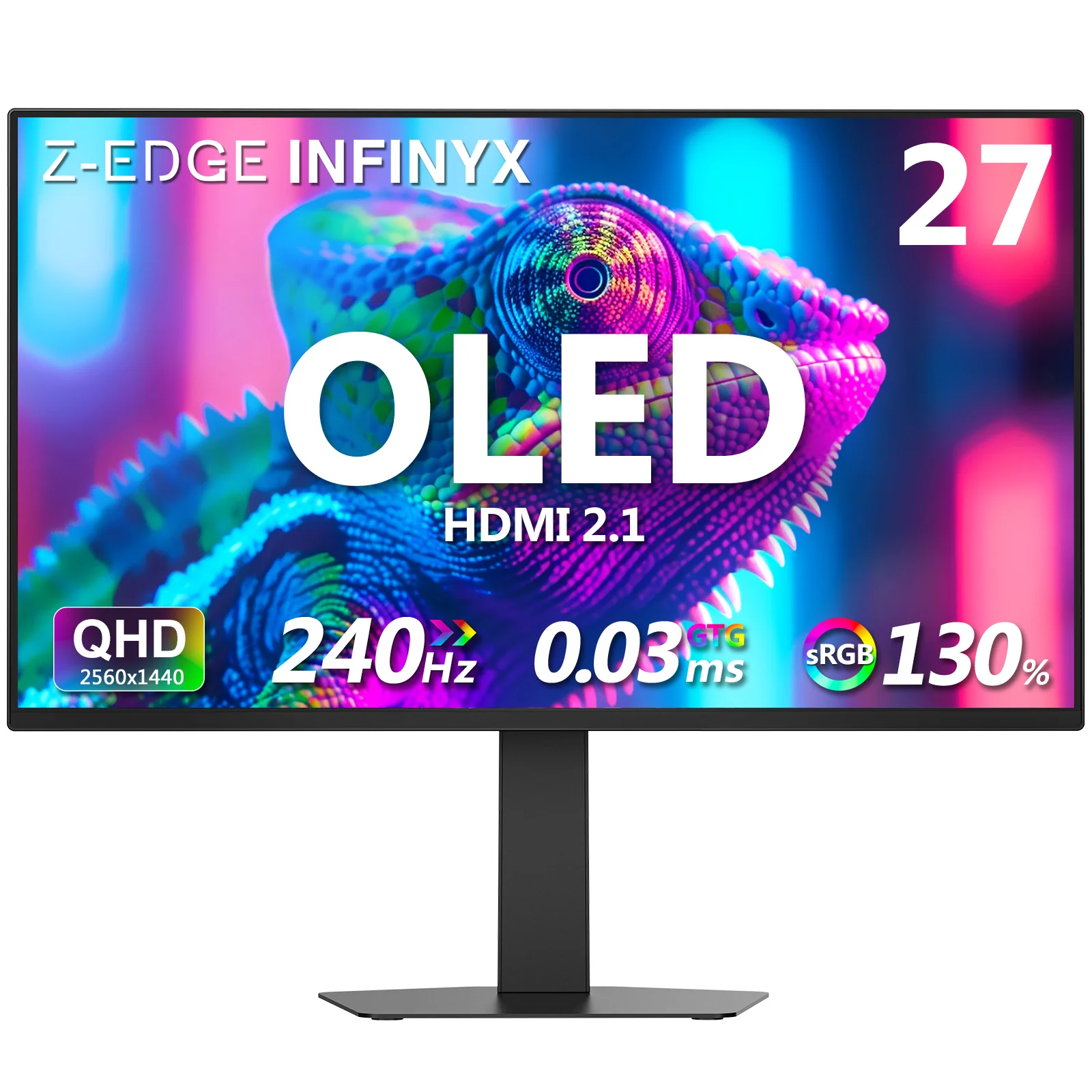 Z-EDGE INFINYX QD-OLED 27" 240Hz QHD 2K Gaming Monitor, 0.03ms GTG Adjustable Stand PIP/PBP 120% sRGB