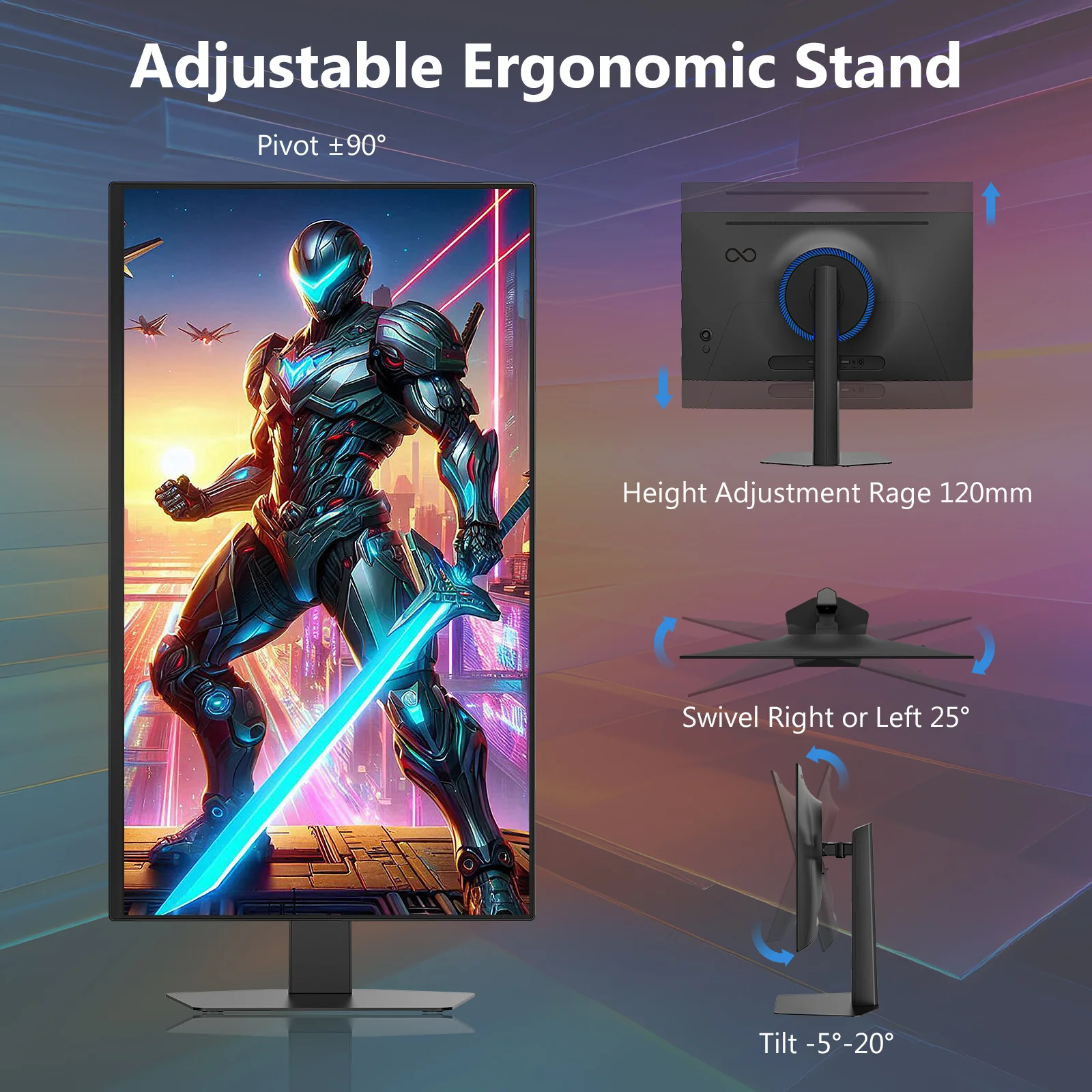 Z-EDGE INFINYX QD-OLED 27" 240Hz QHD 2K Gaming Monitor, 0.03ms GTG Adjustable Stand PIP/PBP 120% sRGB - Image 7