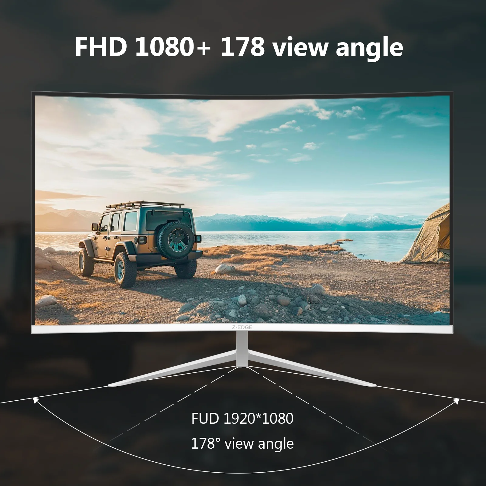 Z-EDGE 24 Inch Curved Monitor FHD 100Hz Frameless Design, HDMI & VGA, White - Image 4