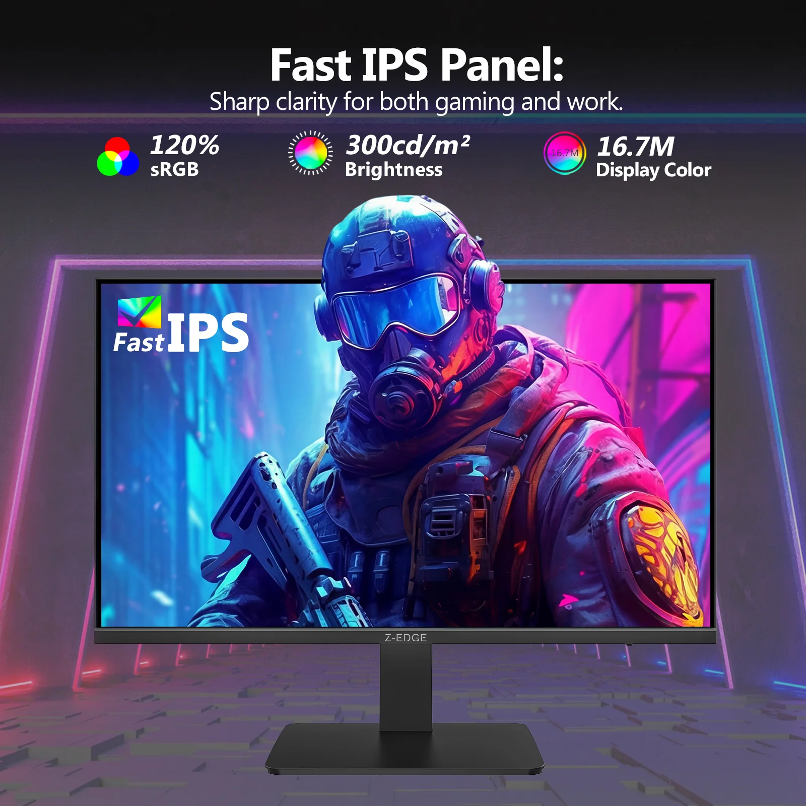 Z-EDGE UG27F 27" 180Hz IPS FHD 1080P LED Gaming Monitor, HDMI(2.0)x1 and DP(1.4)x1 Support HDR FreeSync 1MS Response Time - Image 4