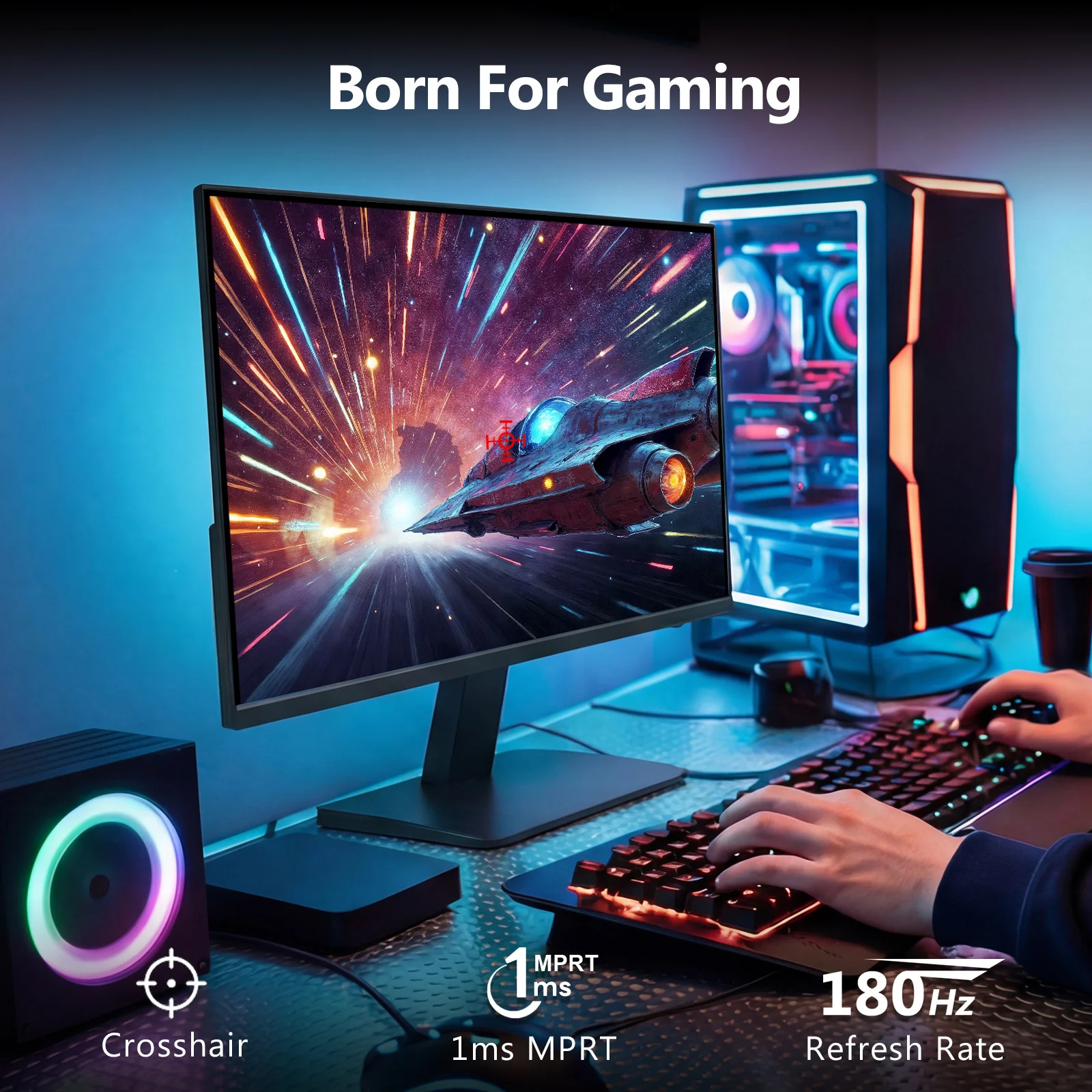 Z-EDGE UG27F 27" 180Hz IPS FHD 1080P LED Gaming Monitor, HDMI(2.0)x1 and DP(1.4)x1 Support HDR FreeSync 1MS Response Time - Image 5