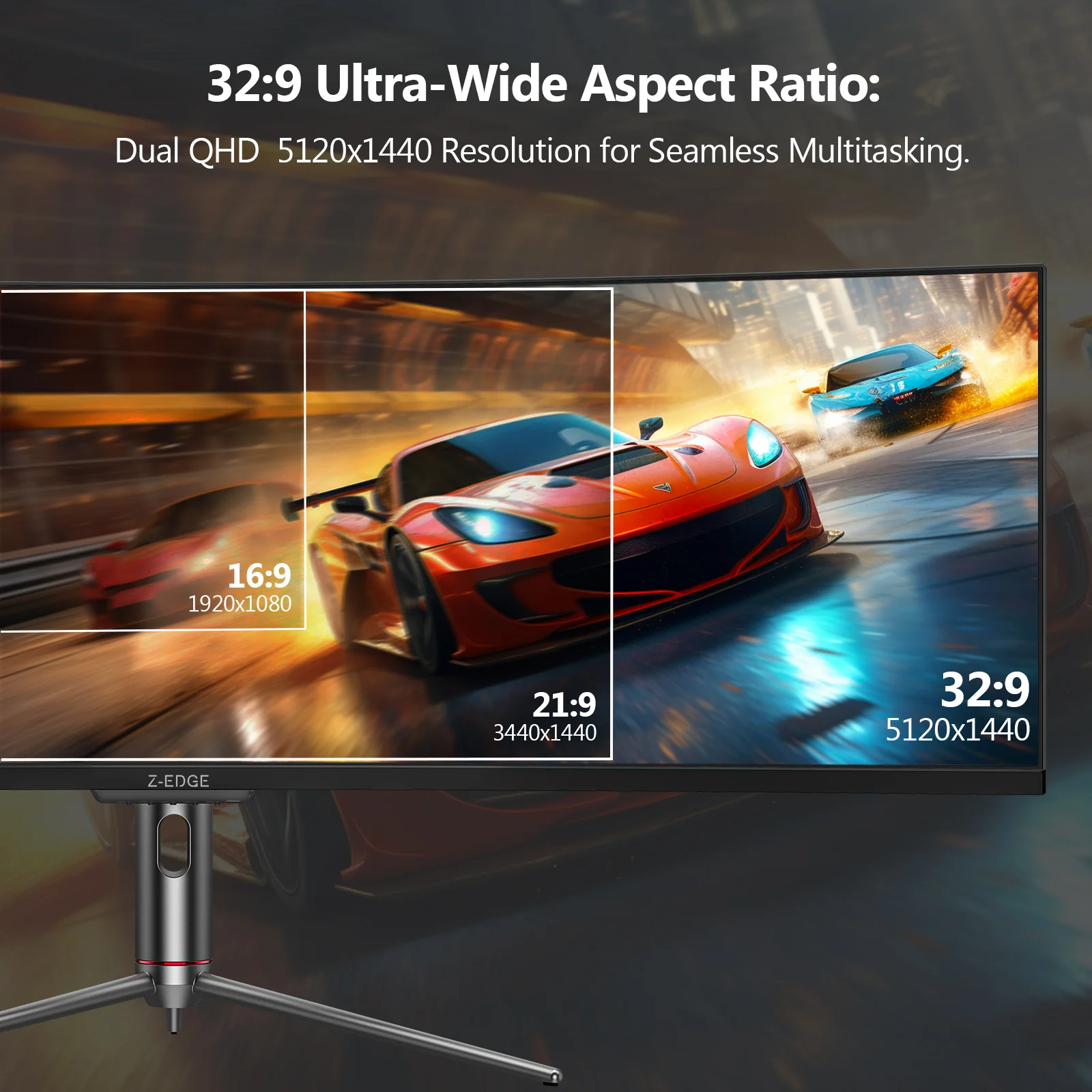 Z-EDGE UG49P 49" 240Hz DQHD Curved 1800R LED Gaming Monitor, 1MS 32:9 5120x1440 HDR Sync PIP/PBP Game Screen - Image 3