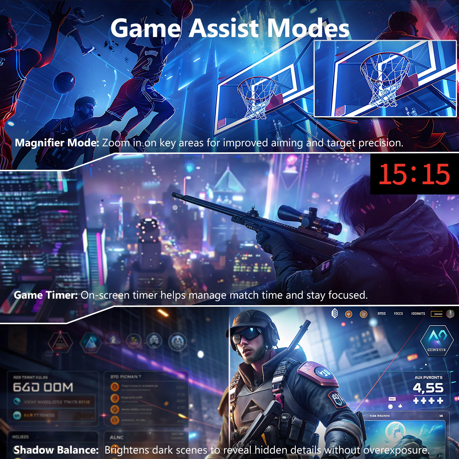 Z-EDGE UG49P 49" 240Hz DQHD Curved 1800R LED Gaming Monitor, 1MS 32:9 5120x1440 HDR Sync PIP/PBP Game Screen - Image 9