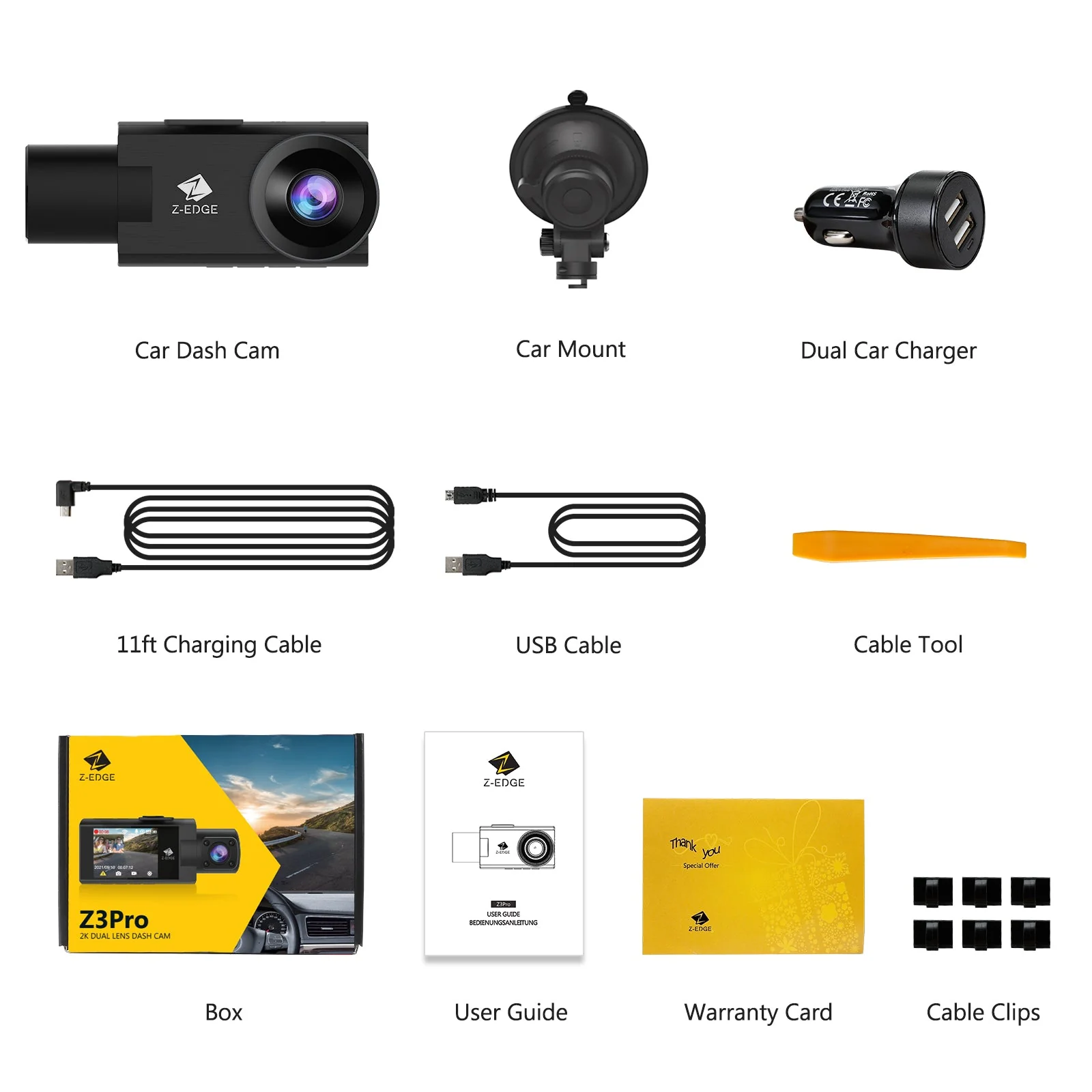 Refurbished: Dual Dash Cam, WiFi&App Connection, 2K+1080P Front and Inside Dash Cam, IR Night Vision - Image 2
