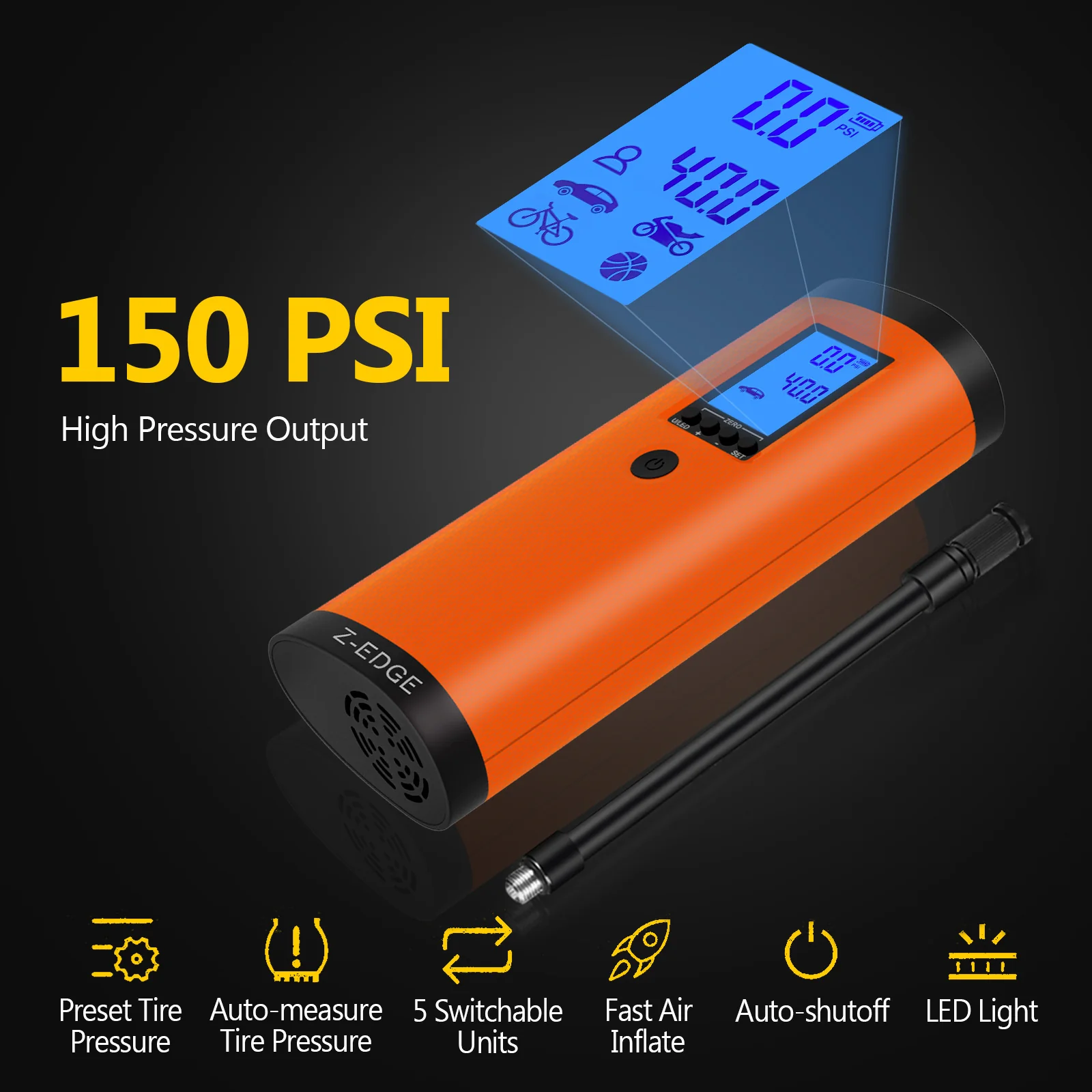 ZAI03 Portable Power Bank & 150PSI Air Inflator with Carrying Pouch - Image 4