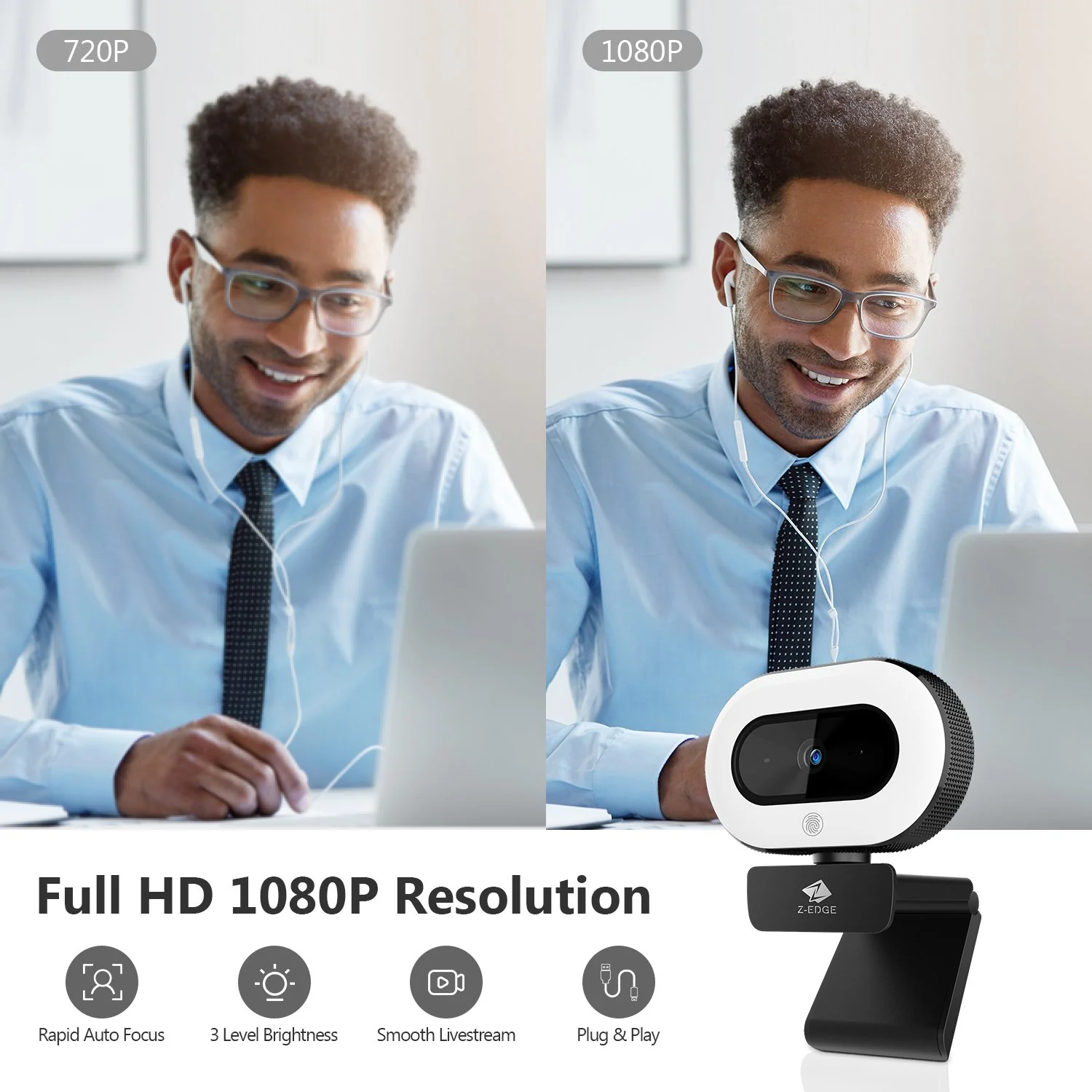 ZW560D Ring Light 1080P Full HD Webcam 2.0 Mega pixels - Image 3
