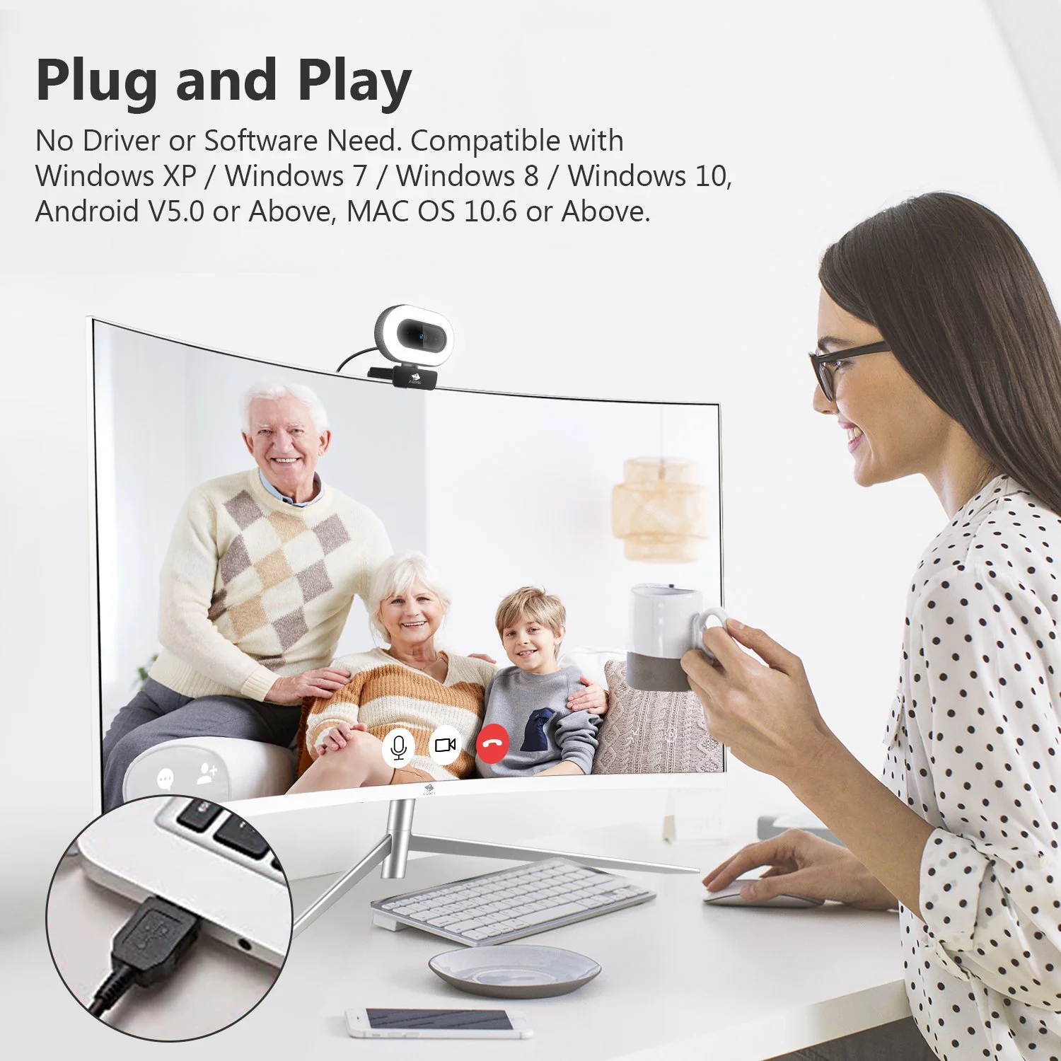 ZW560D Ring Light 1080P Full HD Webcam 2.0 Mega pixels - Image 5